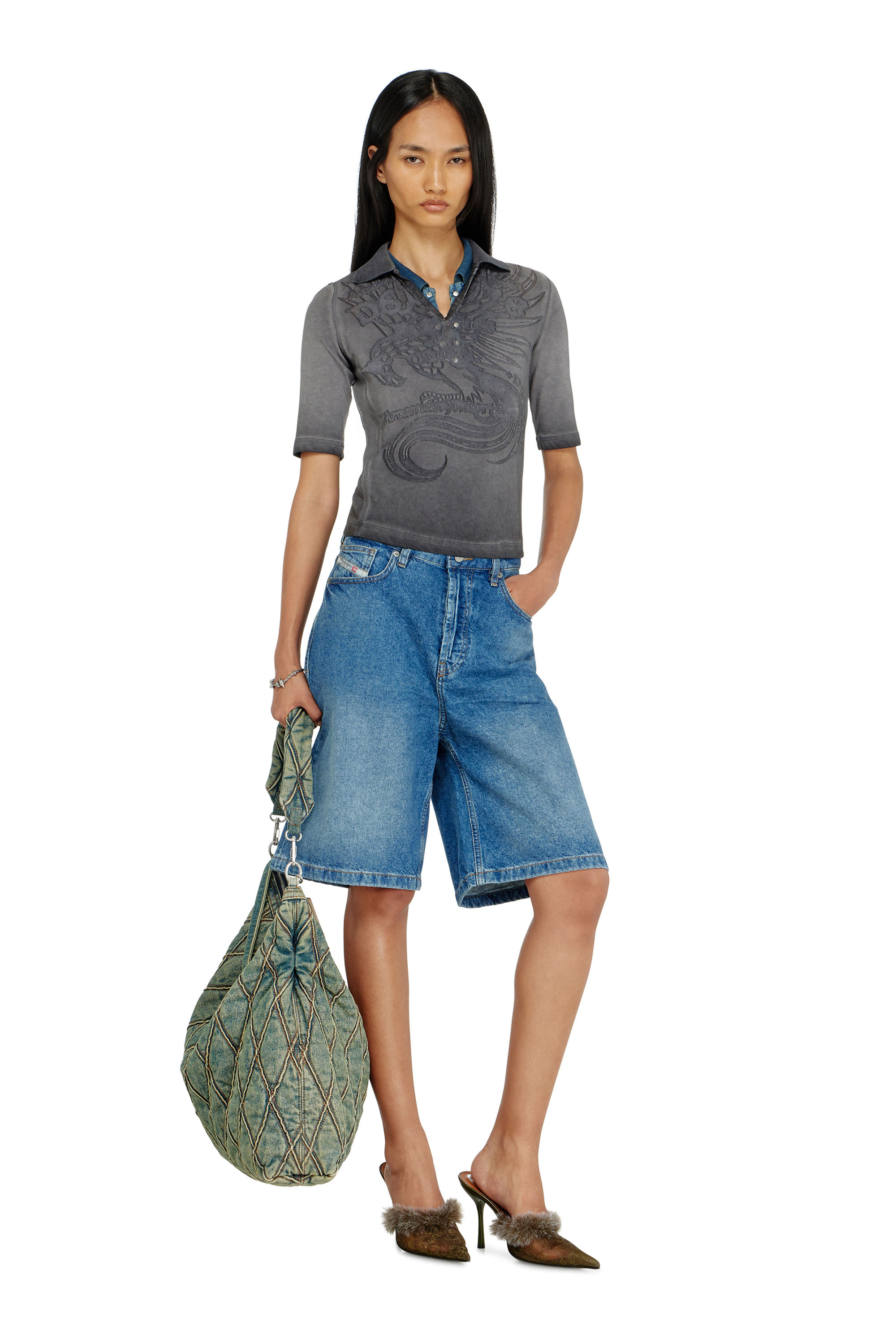 Diesel - T-BEA, Woman's Slim polo with d&eacute;vor&eacute; print in null - 2