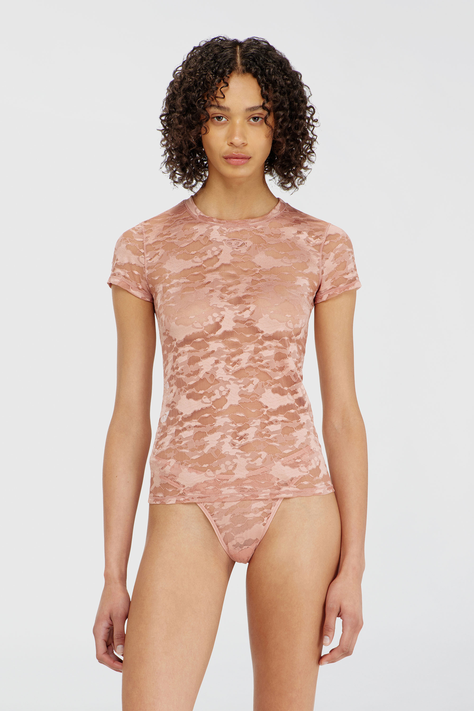 Diesel - KASIA-UTLT, Woman's Camo lace T-shirt in Nude - 1