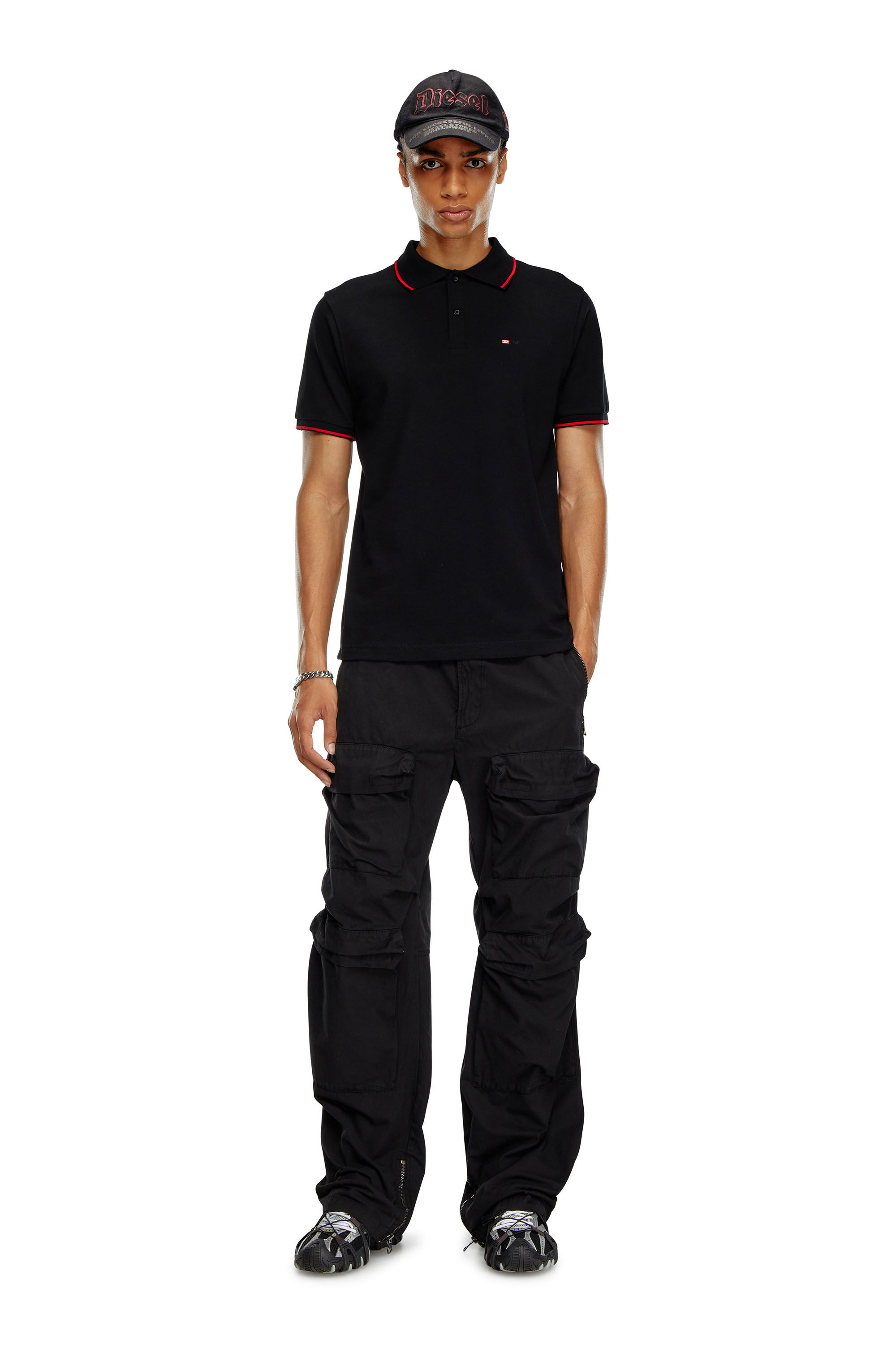 Diesel - T-FERRY-MICRODIV, Man Polo shirt with micro Diesel embroidery in Black - Image 2