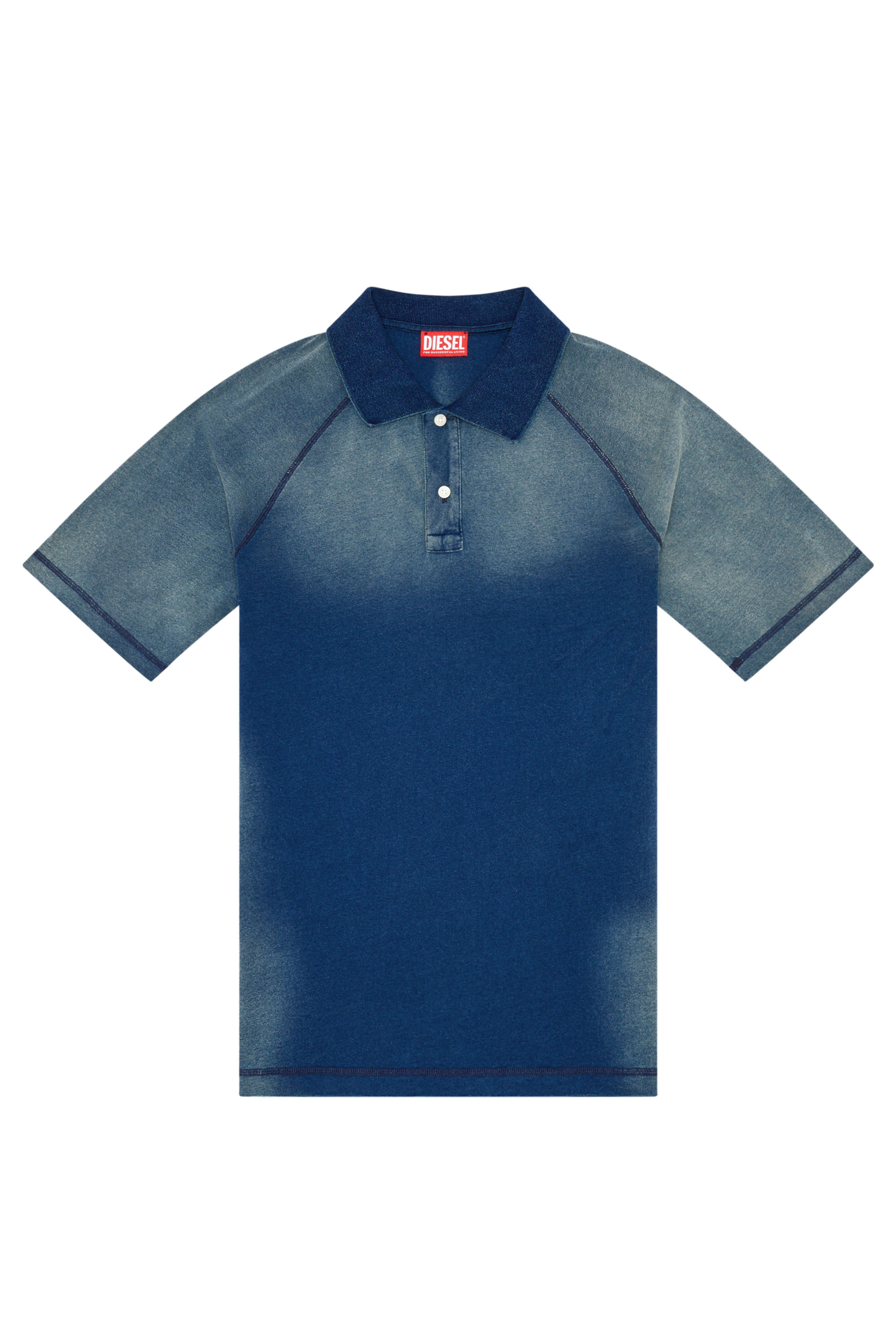 Diesel - T-RASMITH, Man Polo shirt with sun-faded effects in Blue - Image 3