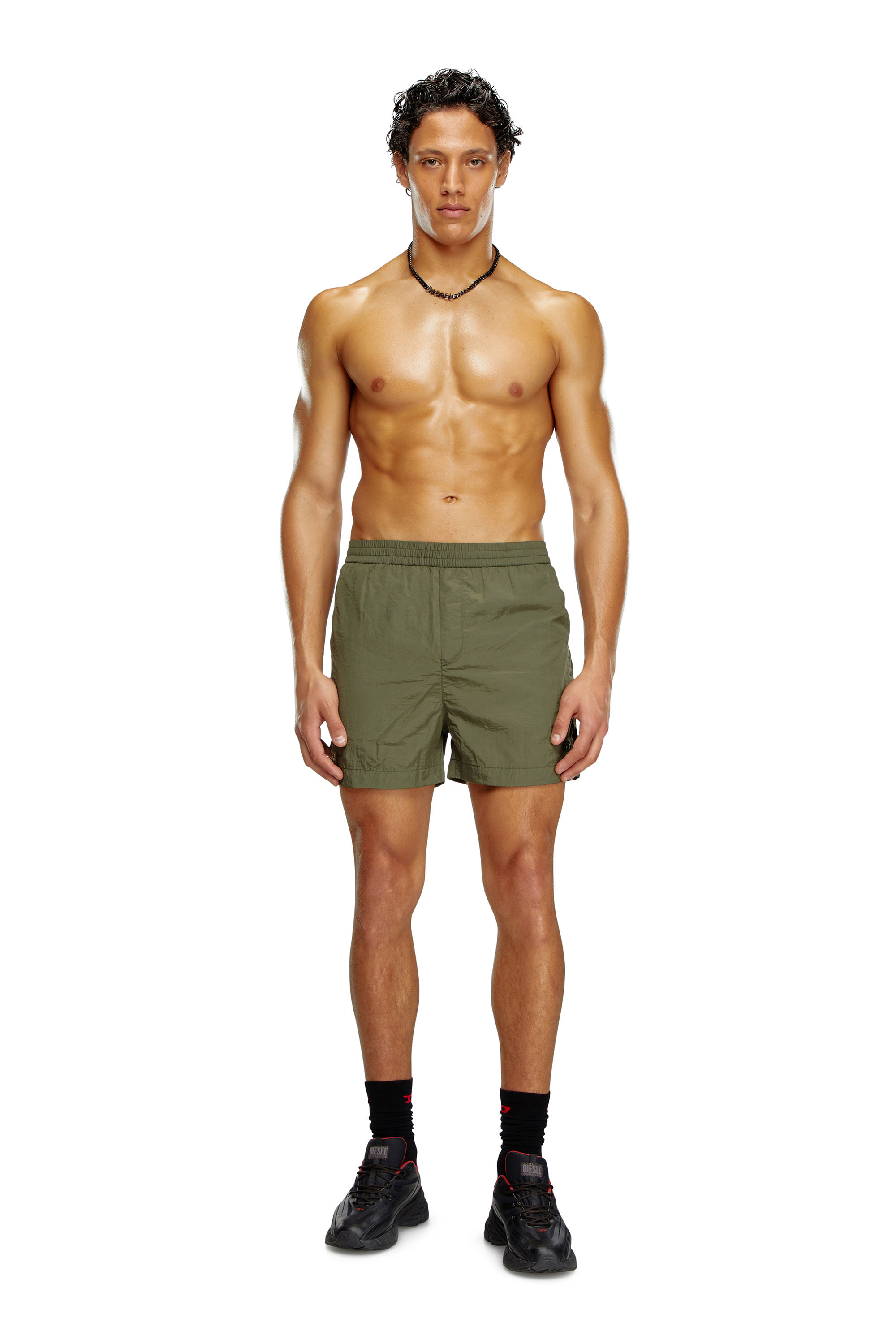 Diesel - BMBX-RIO-41CM-PARACHUTE, Man's Nylon board shorts in Military Green - 2