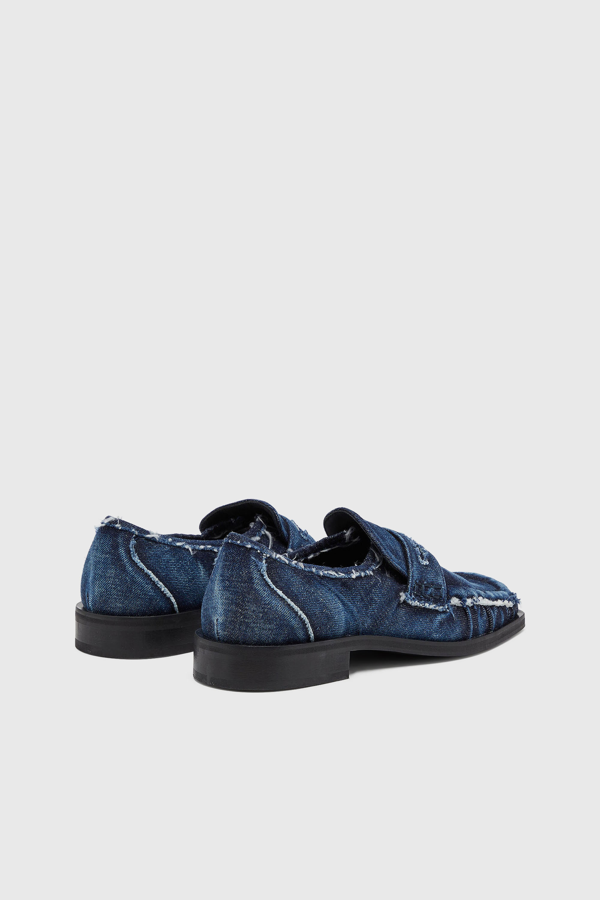 Diesel - D-AMBER LOAFER, Man's D-Amber - Penny loafers in frayed denim in Blue - 3
