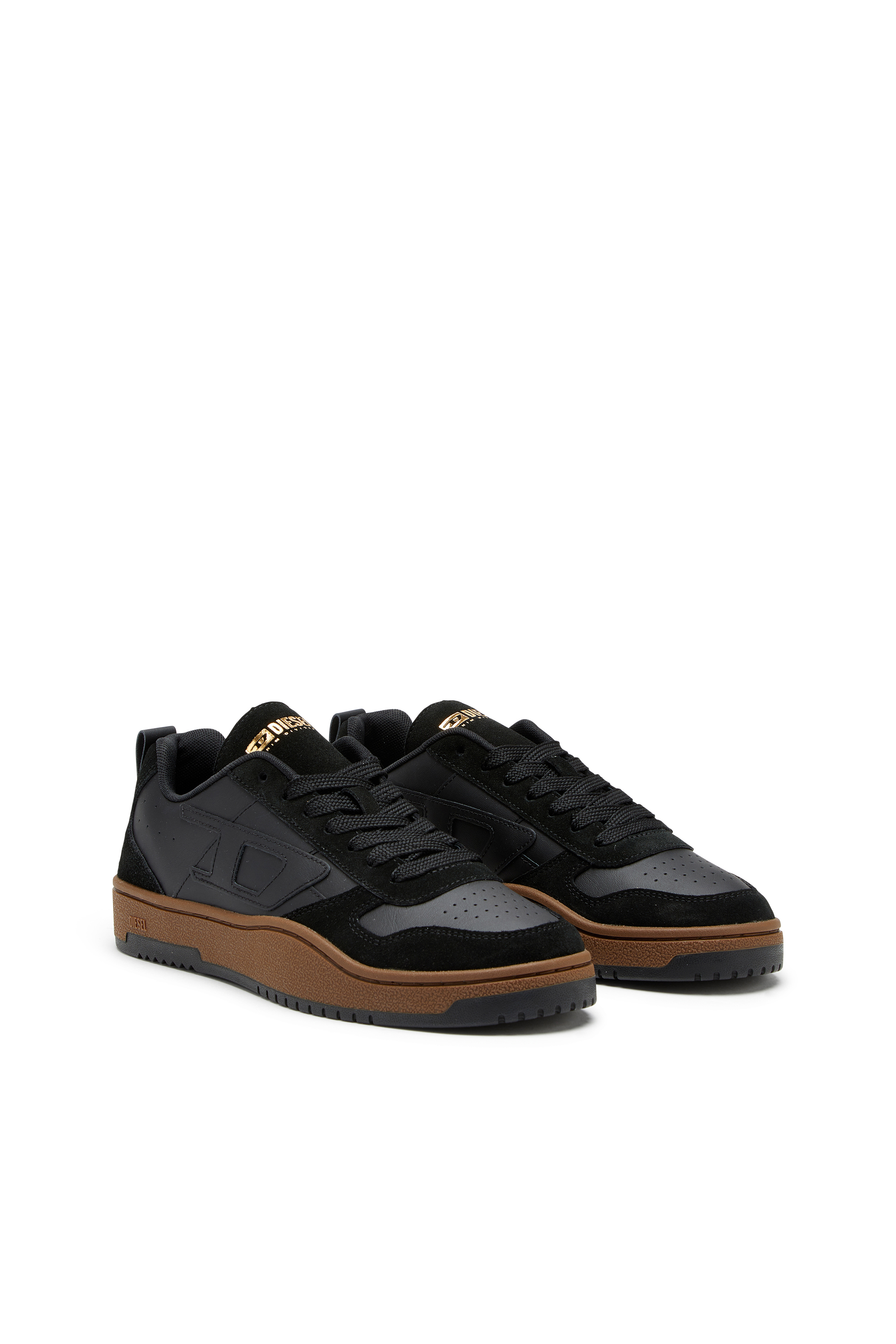 Diesel - S-UKIYO V2 LOW, Man's S-Ukiyo-Sneakers in leather and suede in Black - 2