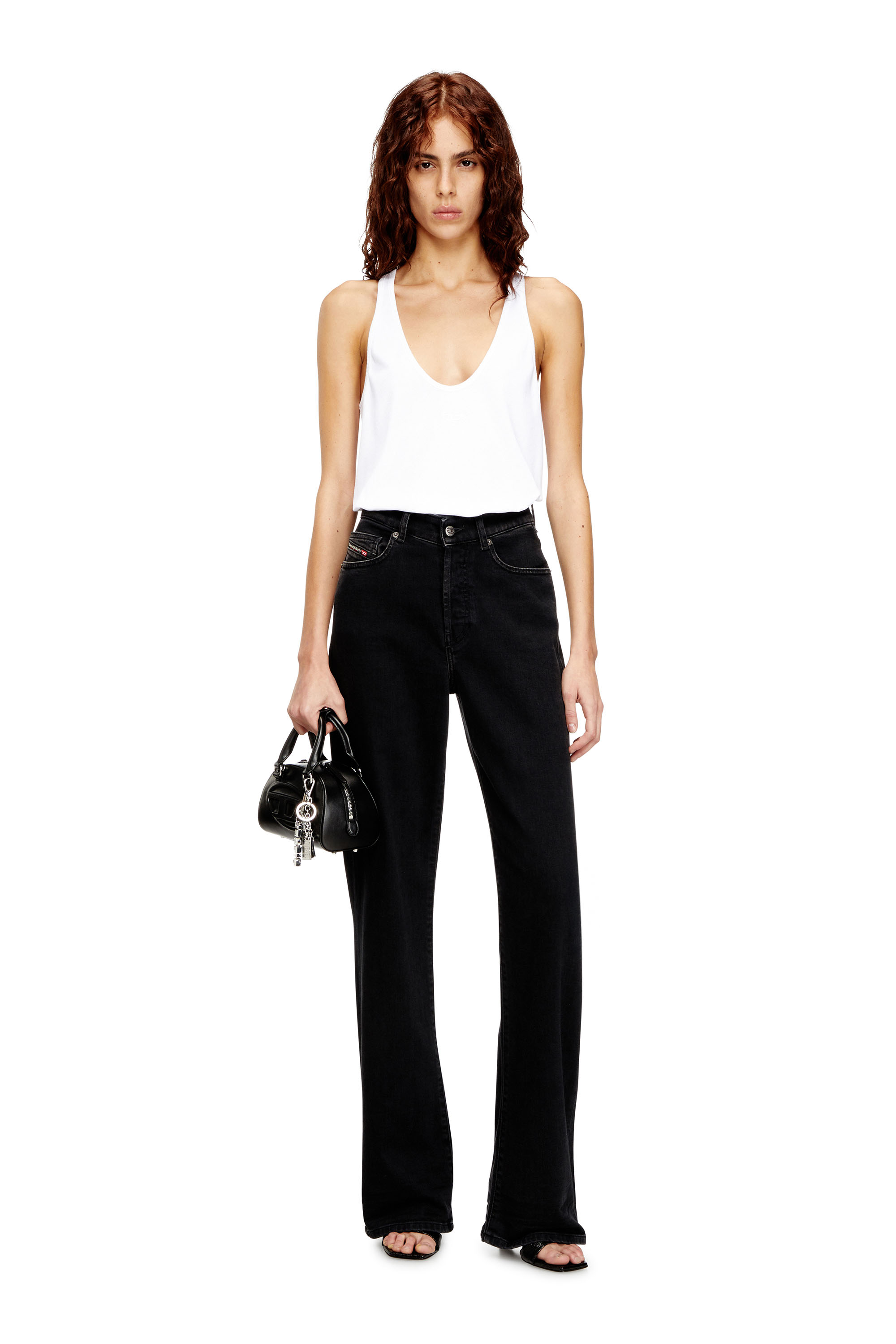 Diesel - T-IPSYA-LKDS, Woman's Ribbed tank with Oval D in White - 1