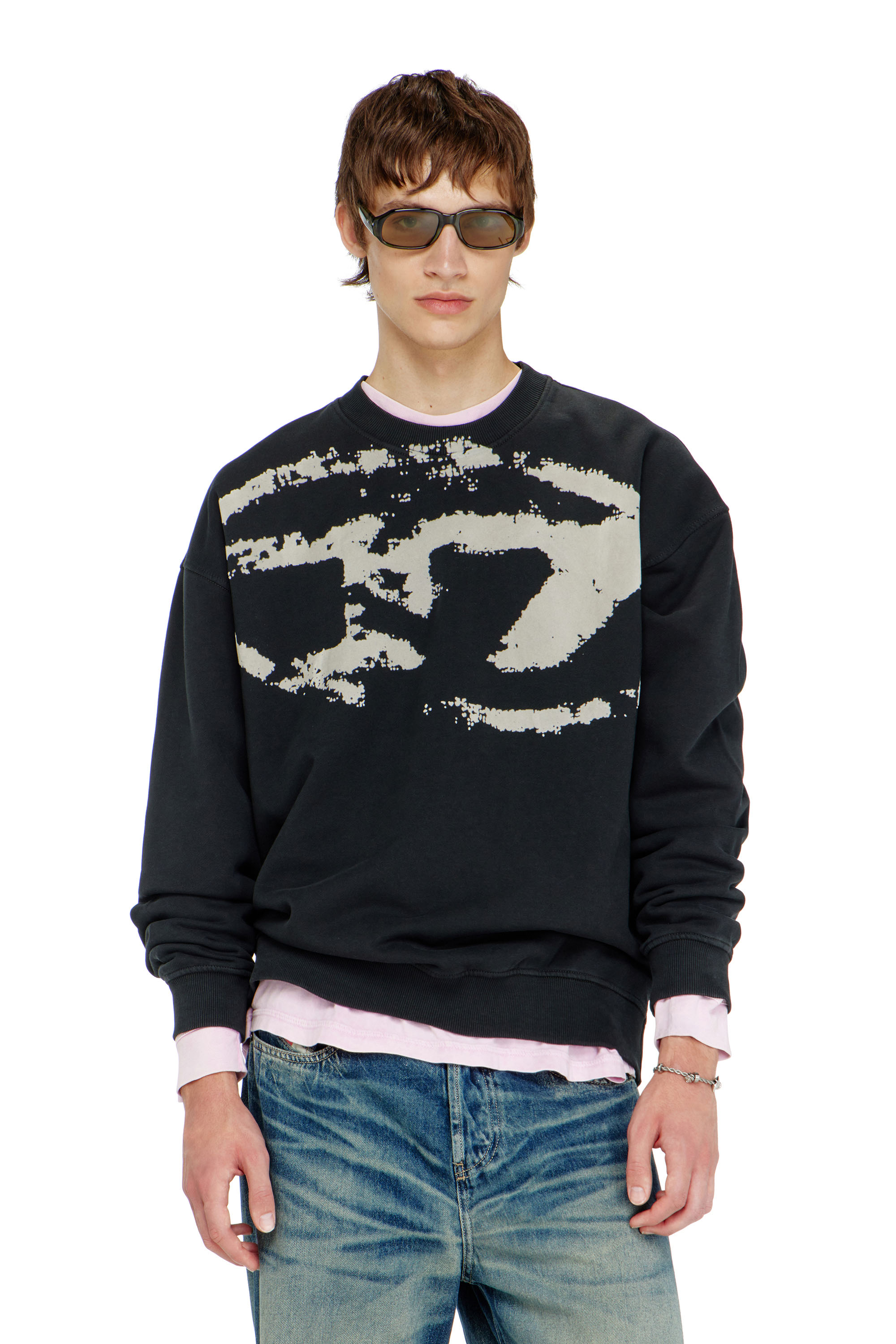 Diesel - S-BOXT-N5, Man's Cotton sweatshirt with flocked Oval D in null - 1