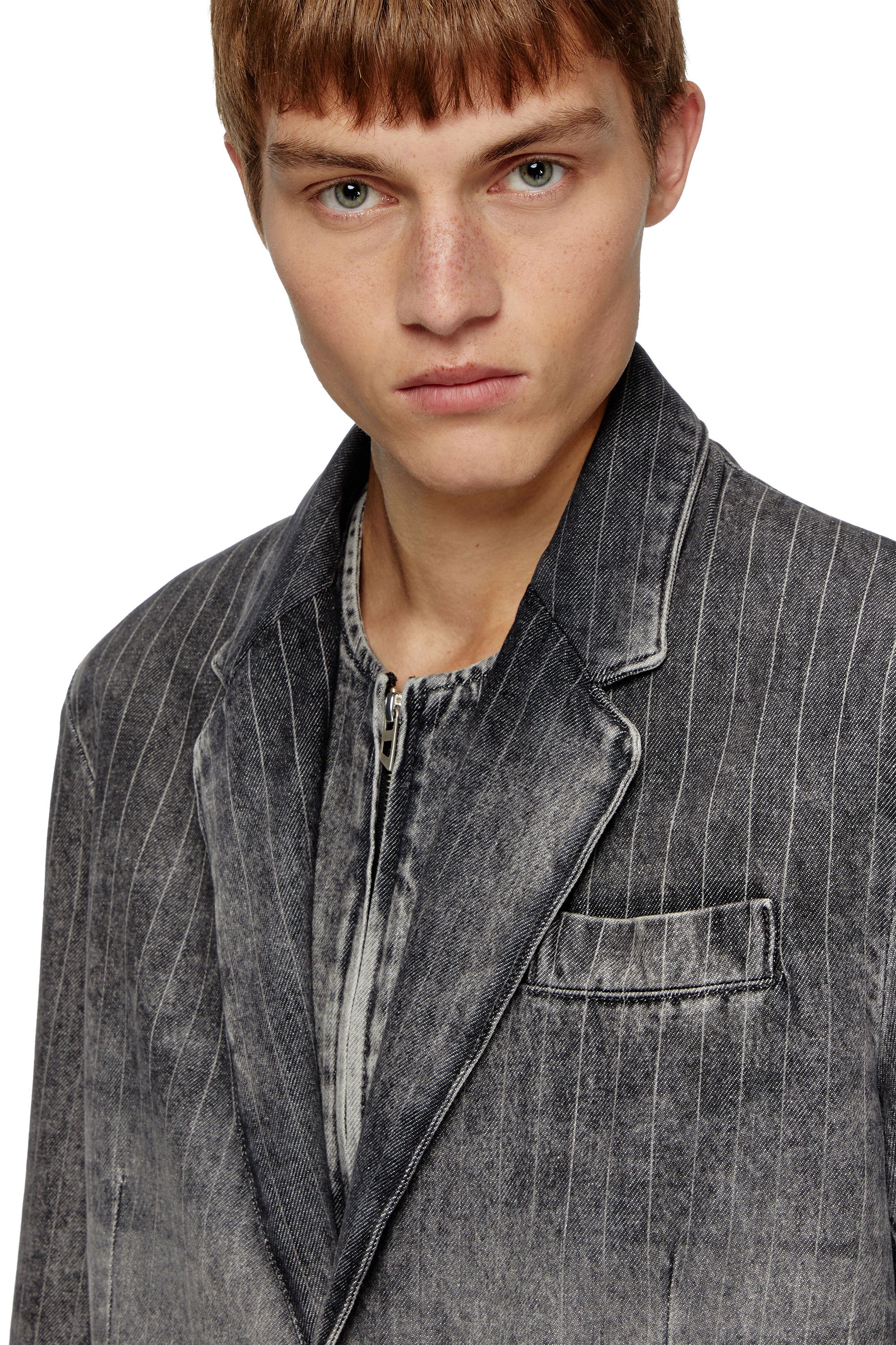 Diesel - D-REGER-S, Unisex's Blazer in tailoring pinstripe denim in Light Grey - 3