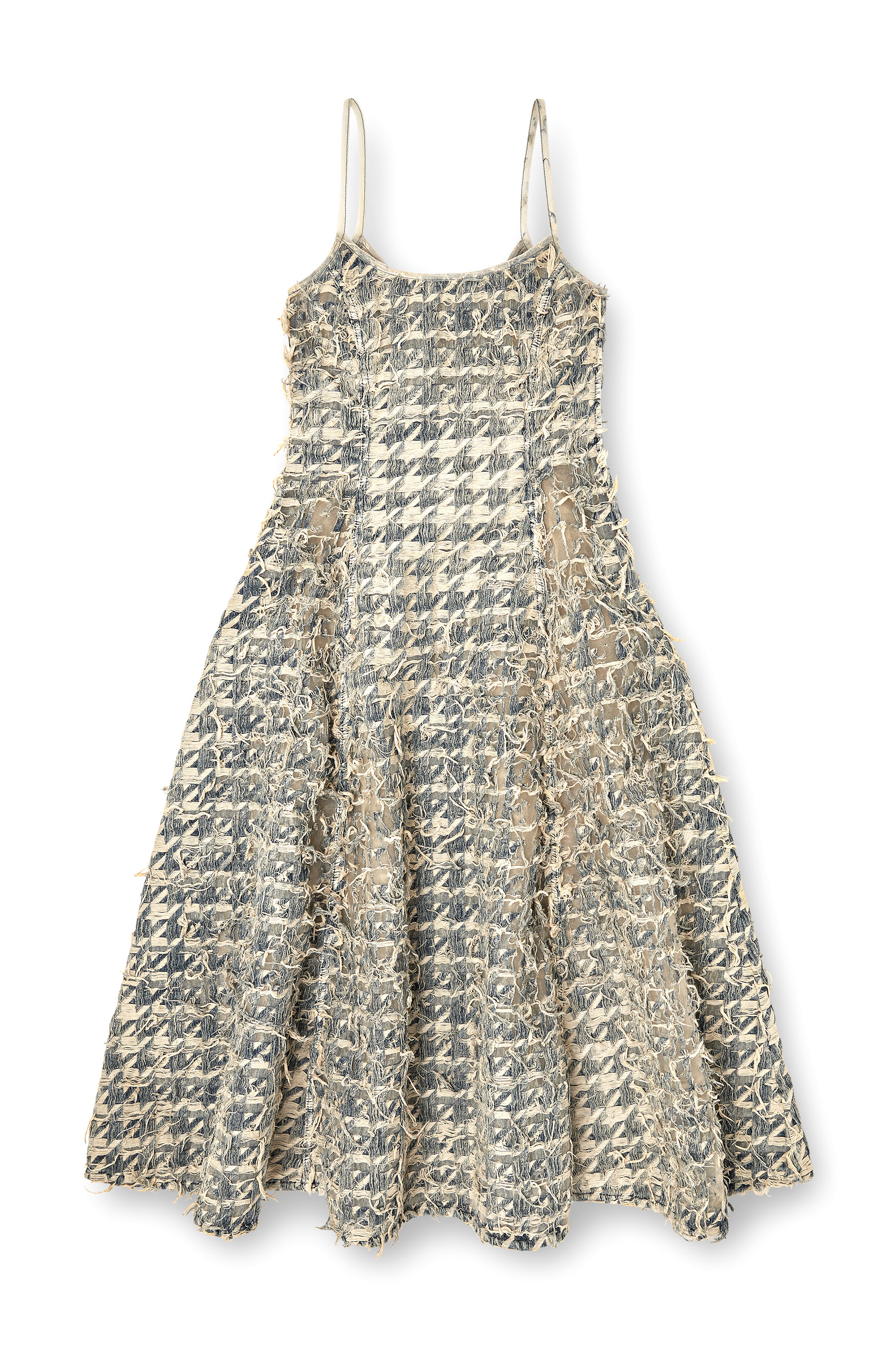 DE-SWEENEY-LONG-FSH, Light Blue Diesel - DE-SWEENEY-LONG-FSH, Woman's Long skirt in dévoré houndstooth denim in Light Blue - 2