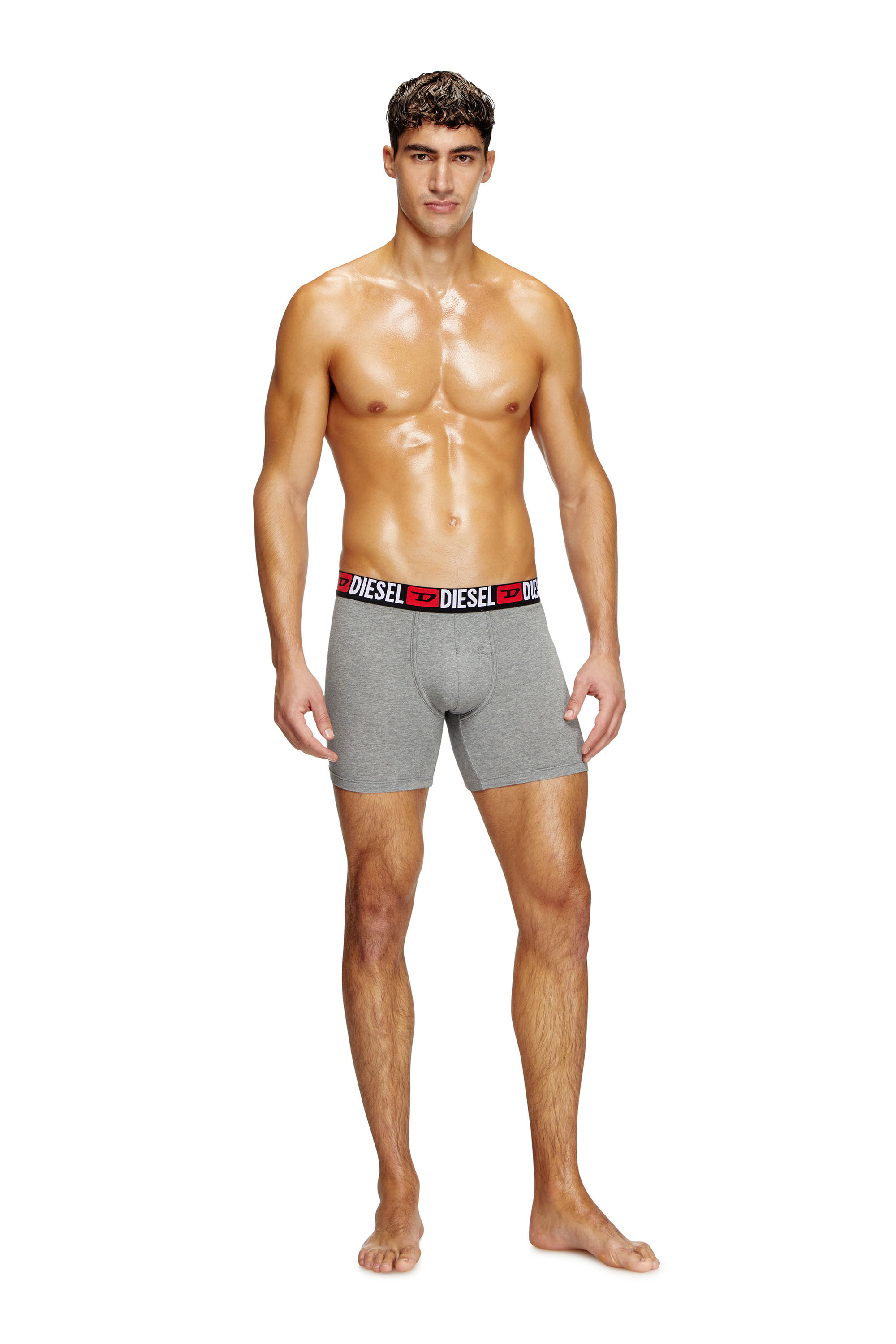 Diesel - MAX-D-CORE-3PACK, Man's Three-pack stretch cotton boxer briefs in Grey/Red - 1