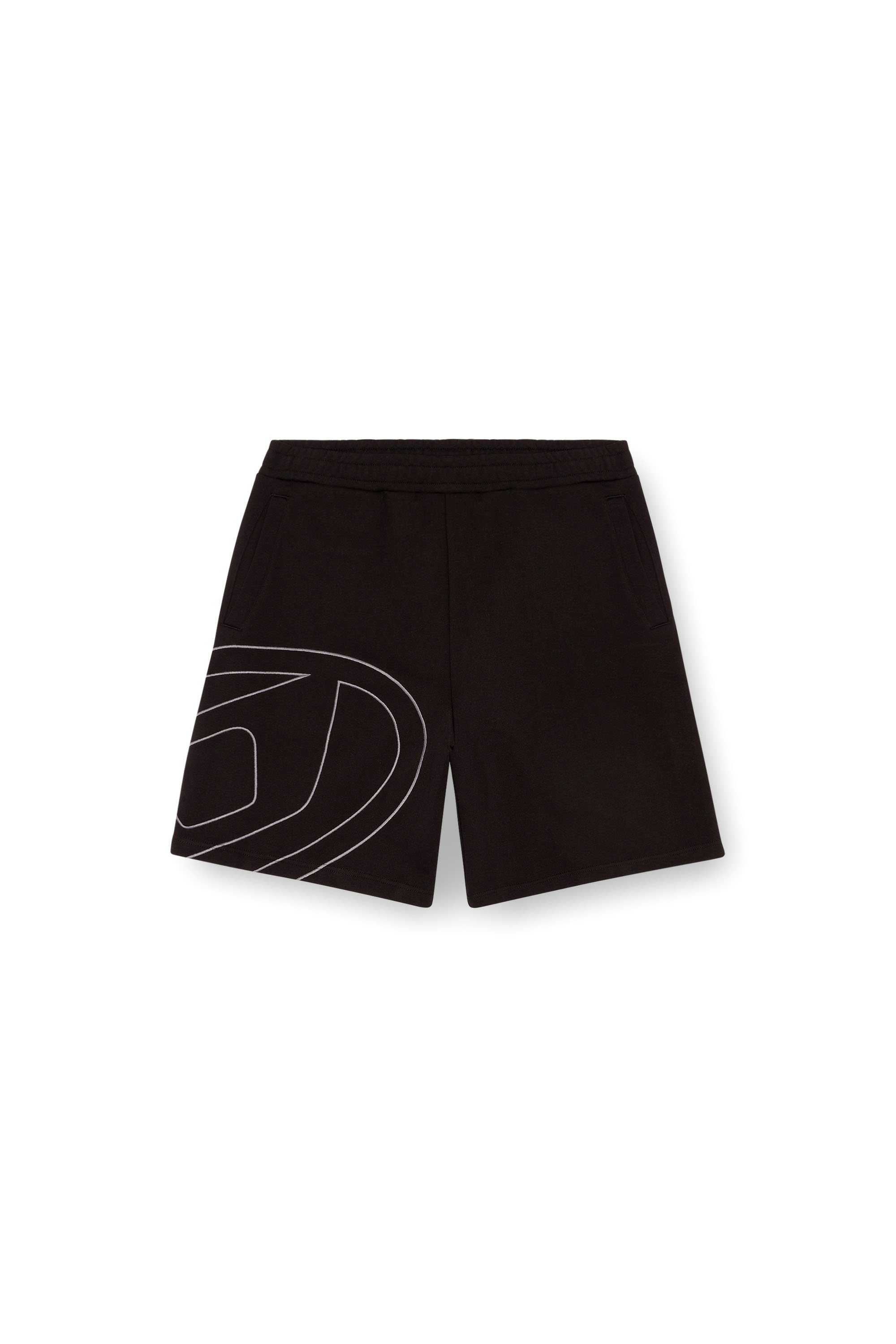 Diesel - P-CROW-MEGOVAL, Man Sweat shorts with maxi D logo in Black - Image 3