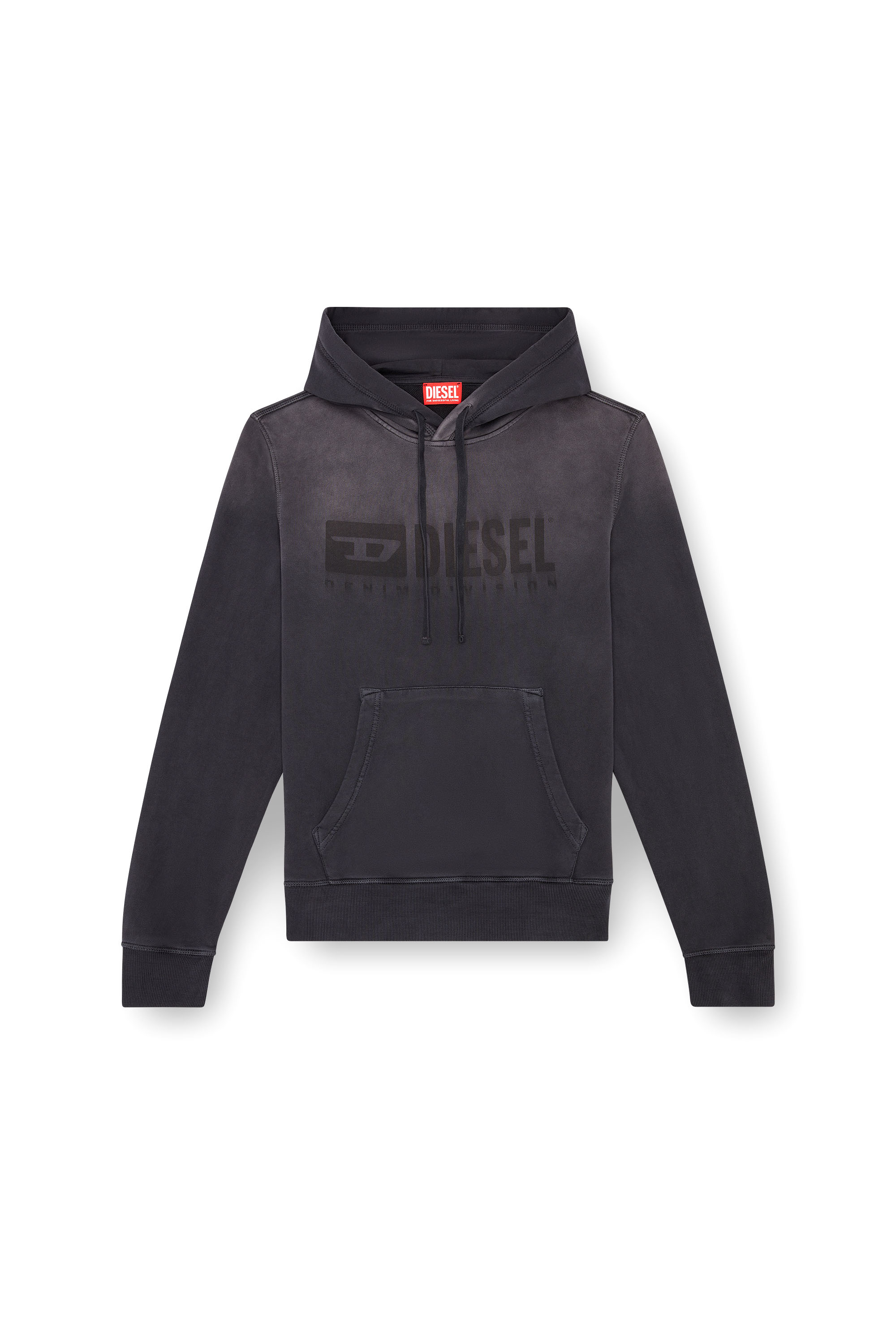 Diesel - S-GINN-HOOD-K44, Man Faded hoodie with Denim Division logo in Black - Image 3