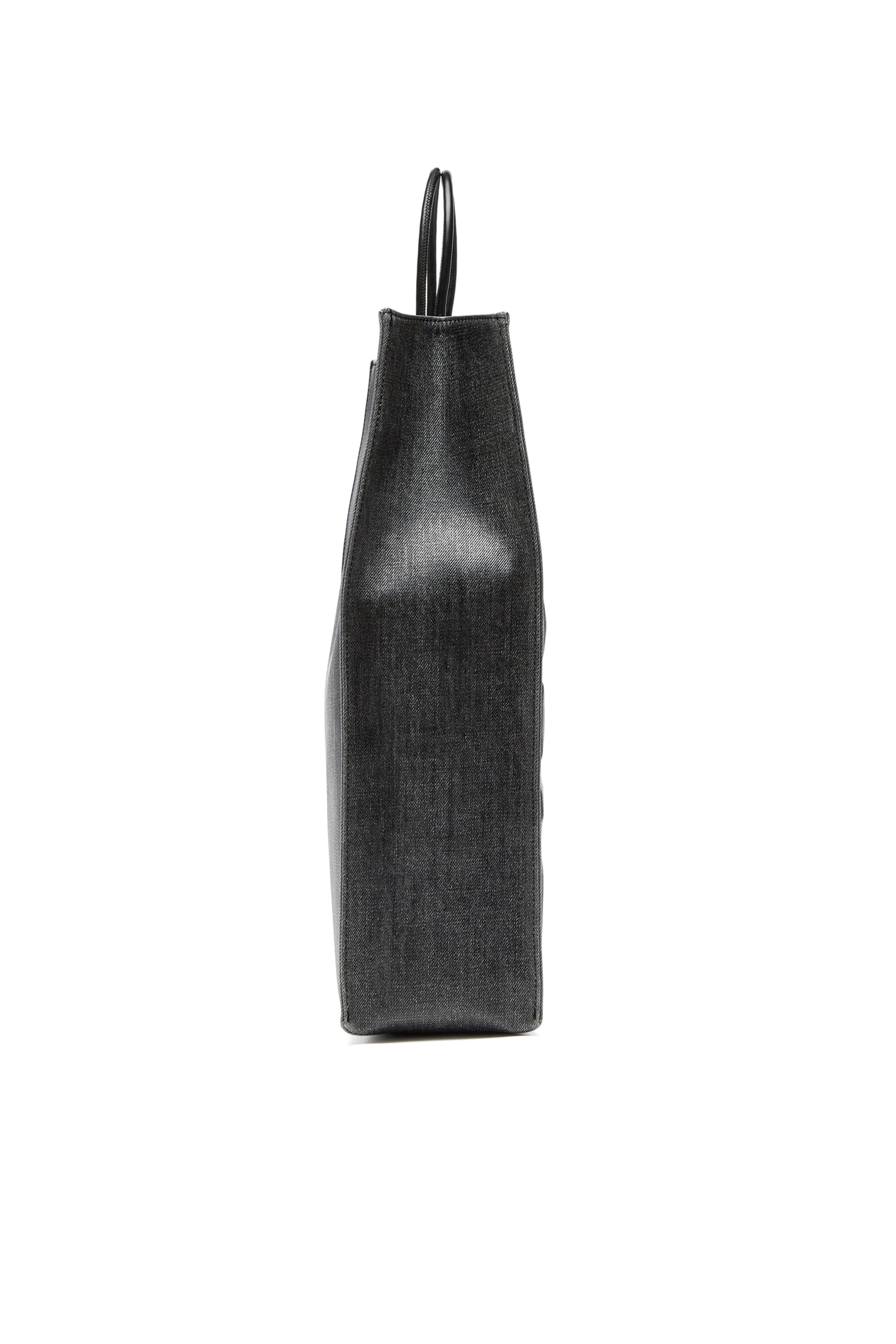 Diesel - DSL 3D SHOPPER L X, Man Dsl 3D L-Large tote bag in coated solarised denim in Black - Image 3