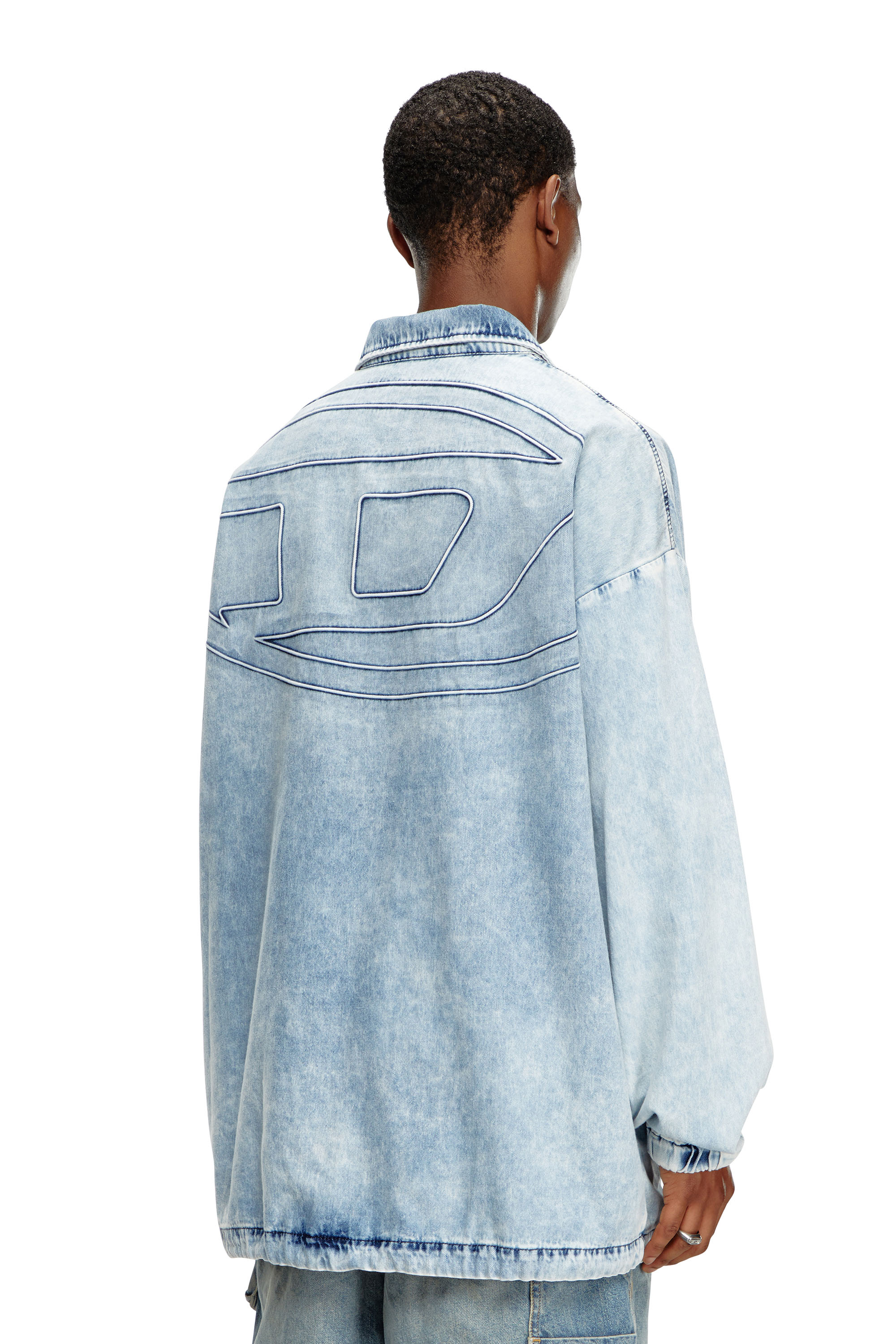 Diesel - D-KRAP-S1, Man Denim jacket with Oval D in Blue - Image 4