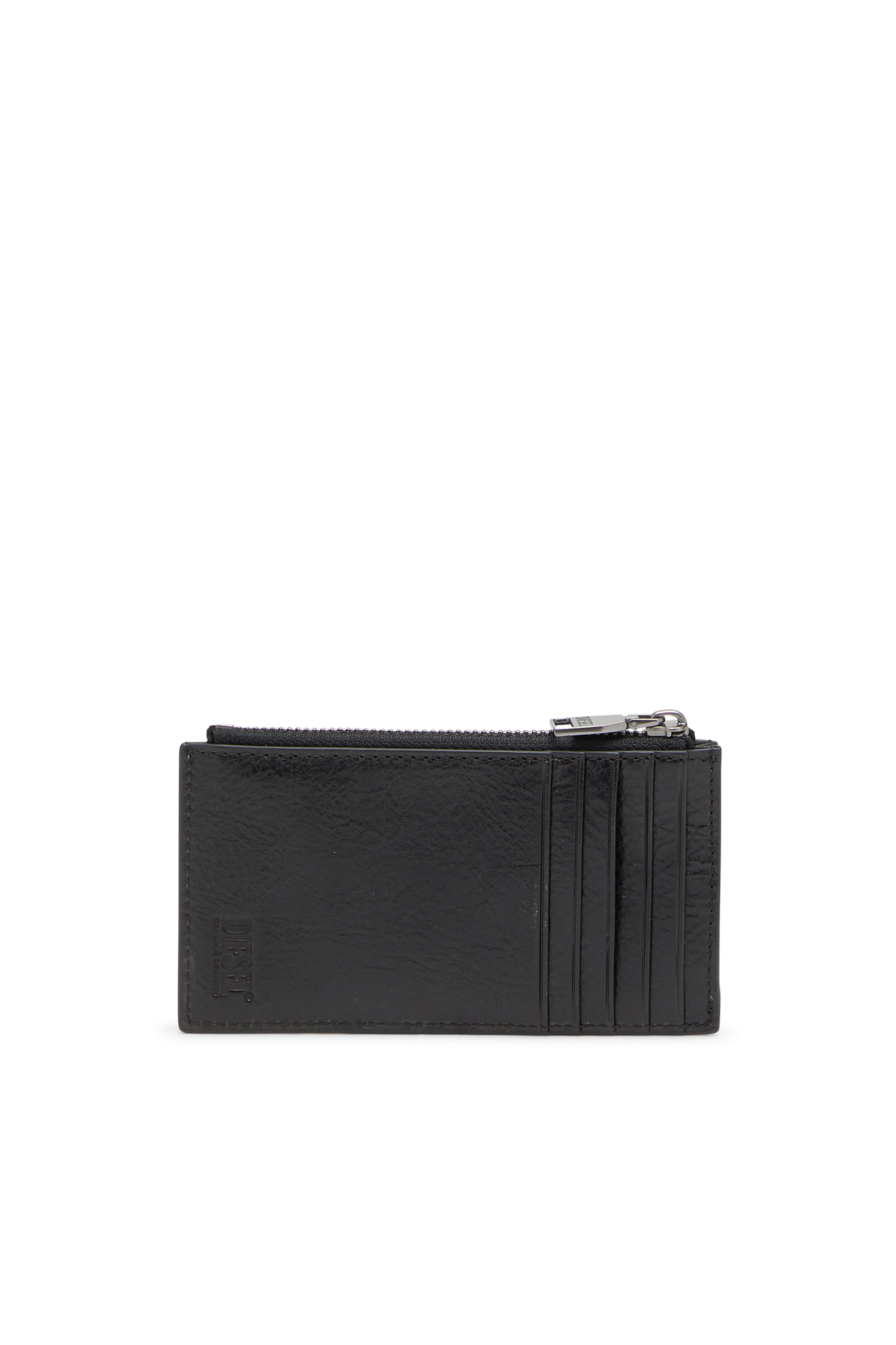 Diesel - FLAG-D CARD HOLDER III, Man's Leather card holder with zip closure in Black - 2