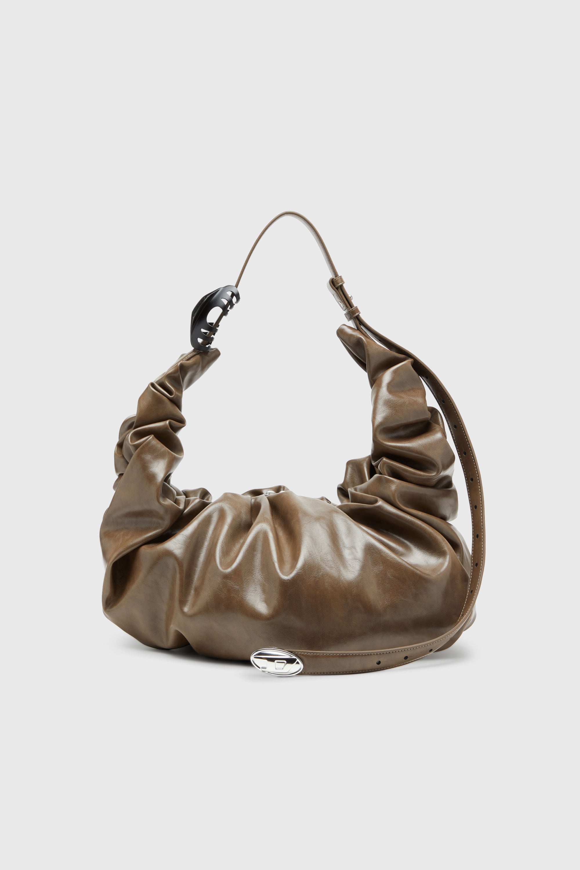 Diesel - GRAB-D HOBO L, Woman's Grab-D-Large scrunched hobo bag in Beige - 1