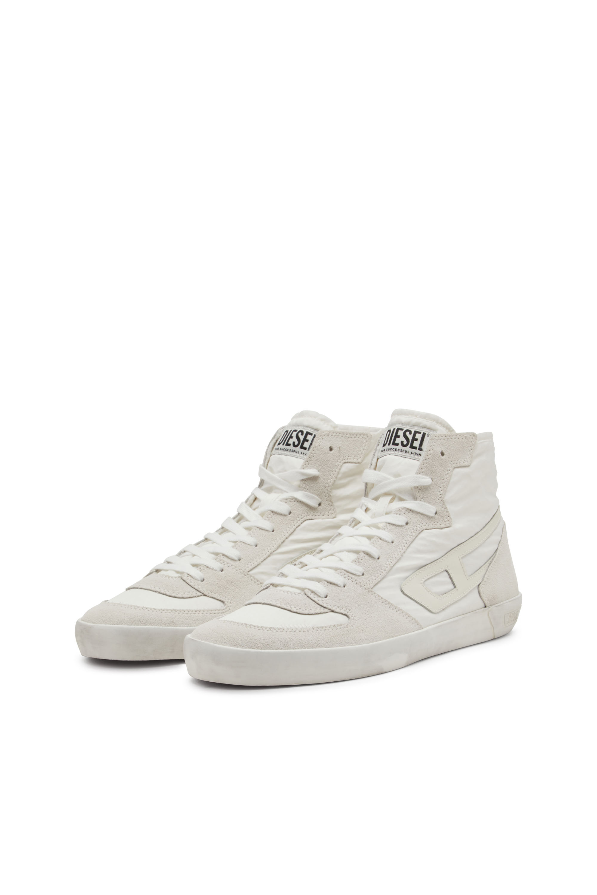 Diesel - S-LEROJI D-1 MID, Man's S-Leroji D-Padded-ripstop and suede high-top sneakers in White - 8