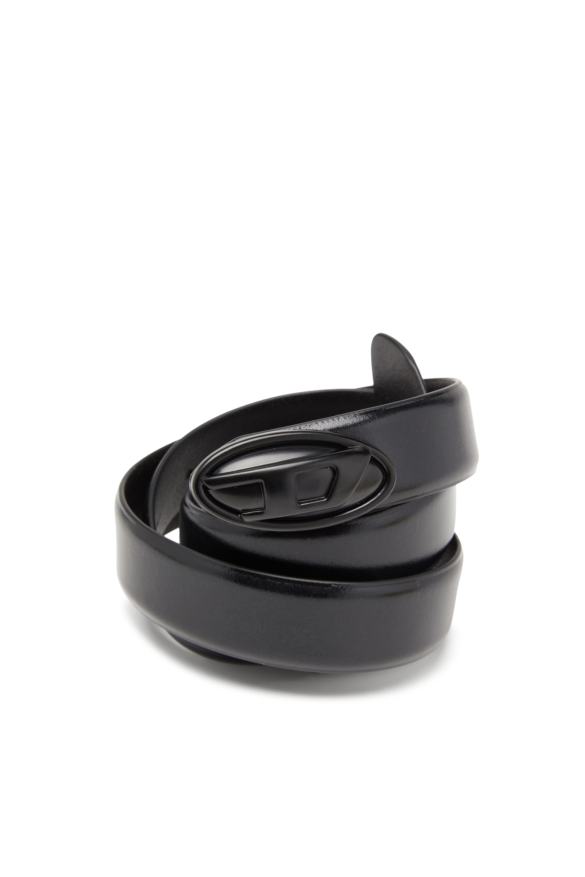 Diesel - B-DD, Woman's 2.4 cm leather belt with Oval D buckle in Black - 3