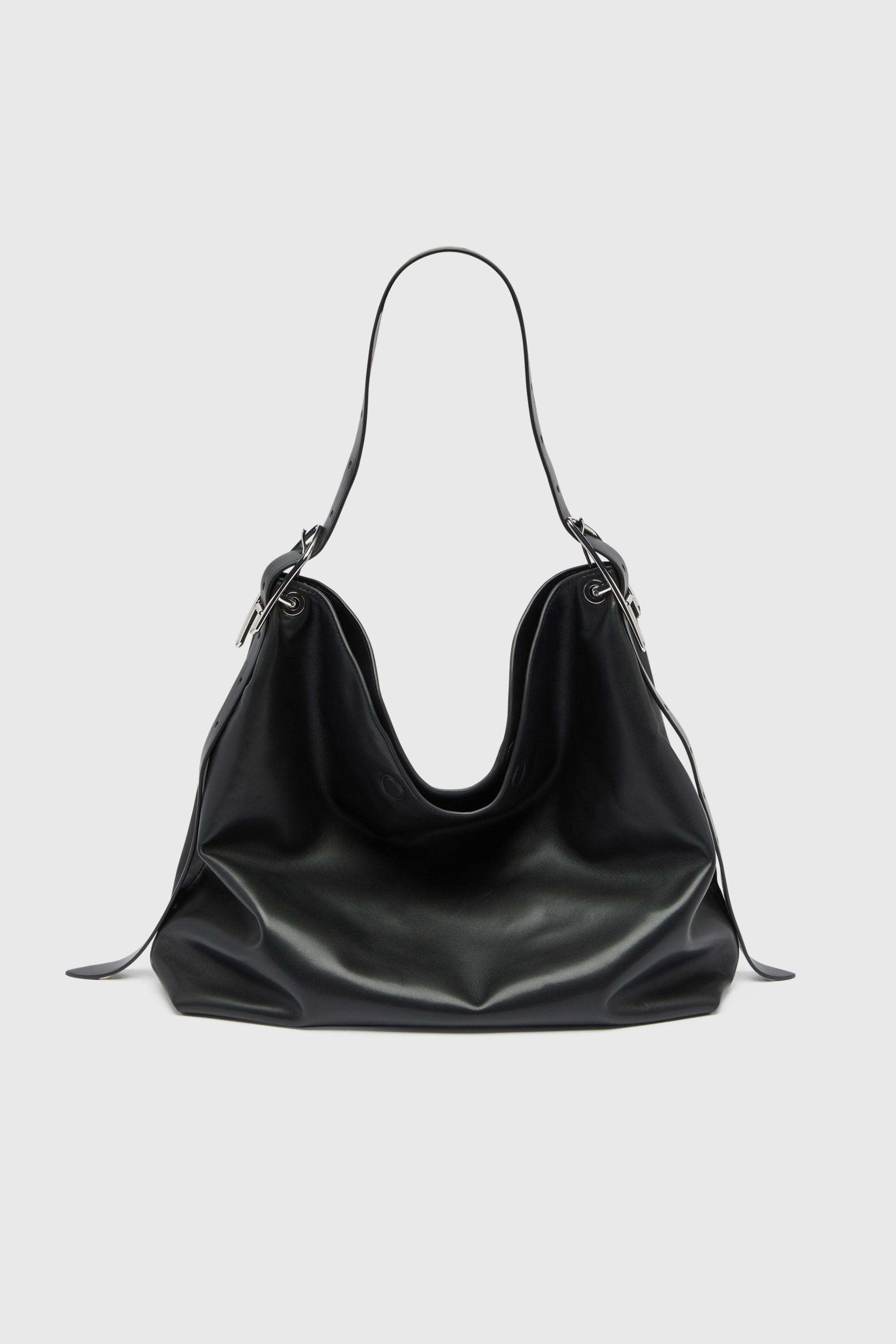 Diesel - D-LINE HOBO L, Woman's D-Line-Leather hobo bag in Black - 1
