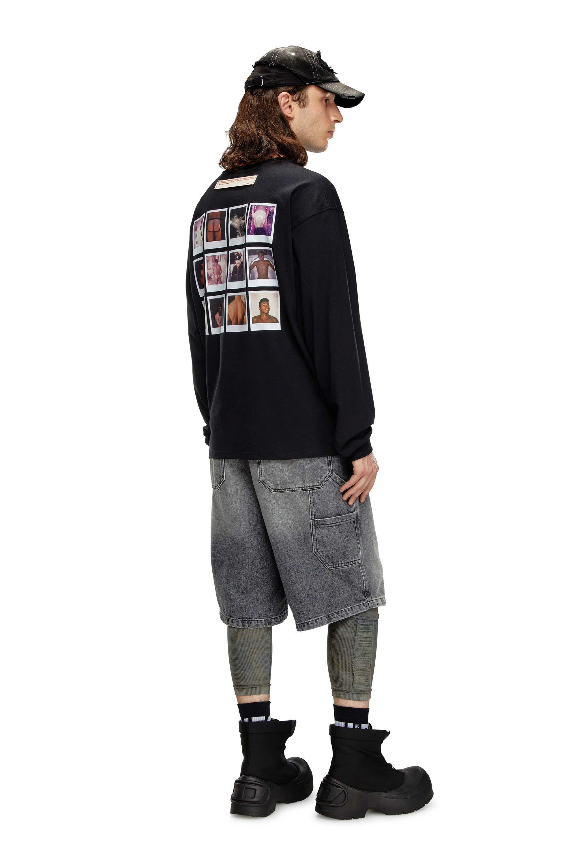Diesel - PR-T-BOXT-LS-SS, Unisex Long-sleeve T-shirt with polaroid patches in Black - Image 1