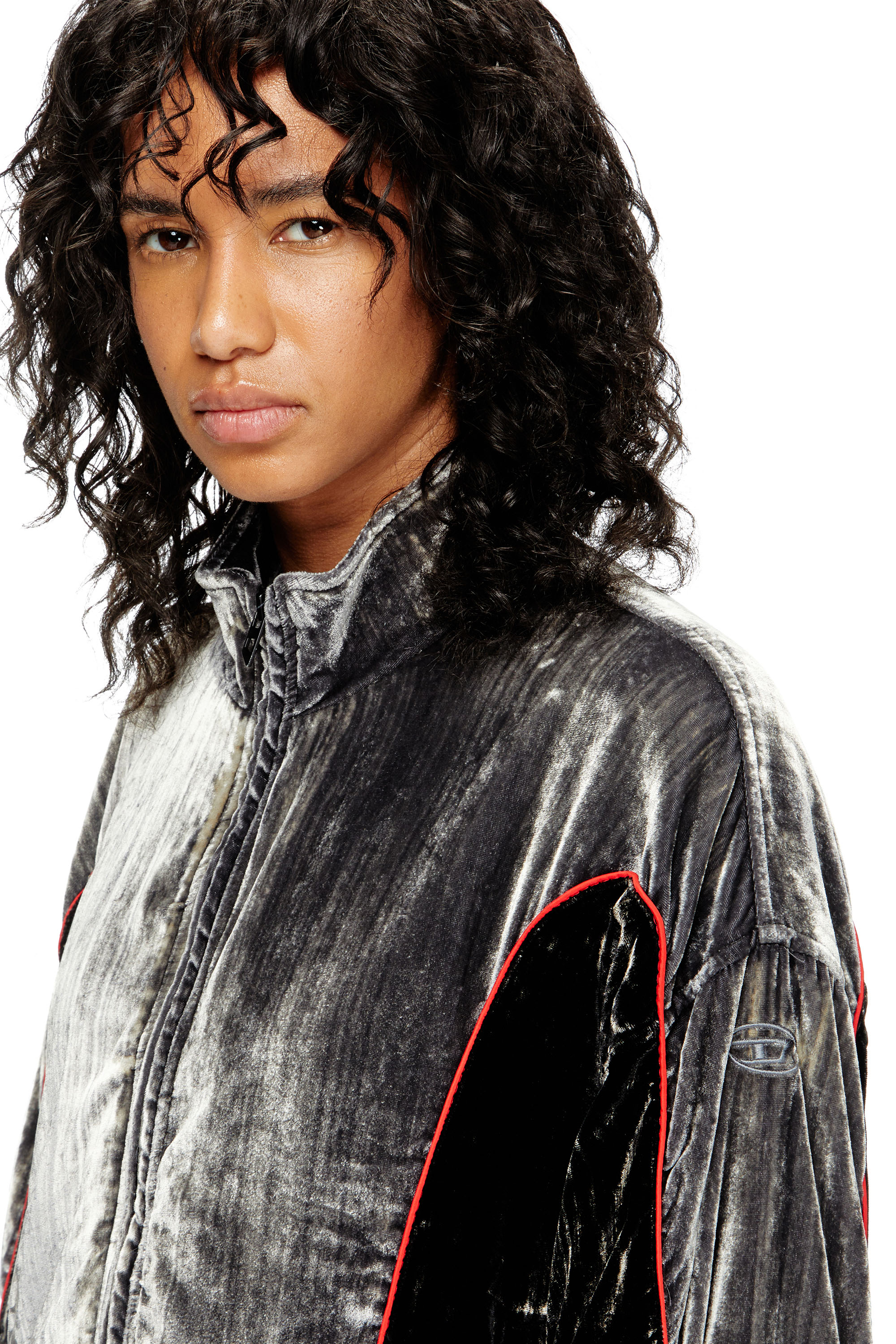 G-RIFFIN, Dark grey Diesel - G-RIFFIN, Woman's Track jacket in treated velvet in Dark grey - 5