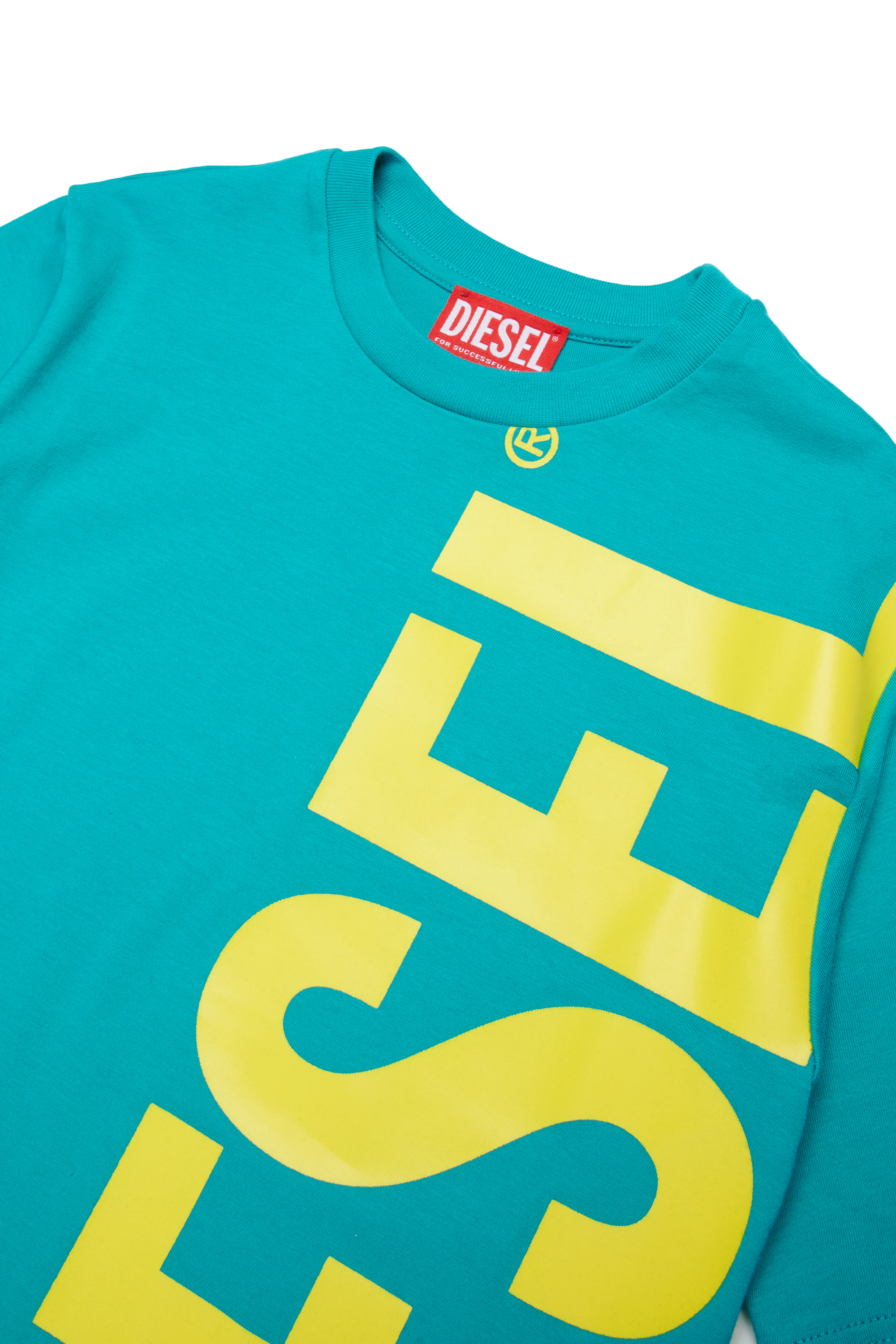 Diesel - MTOMS OVER, Man's Cotton T-shirt with maxi logo print in Green - 3