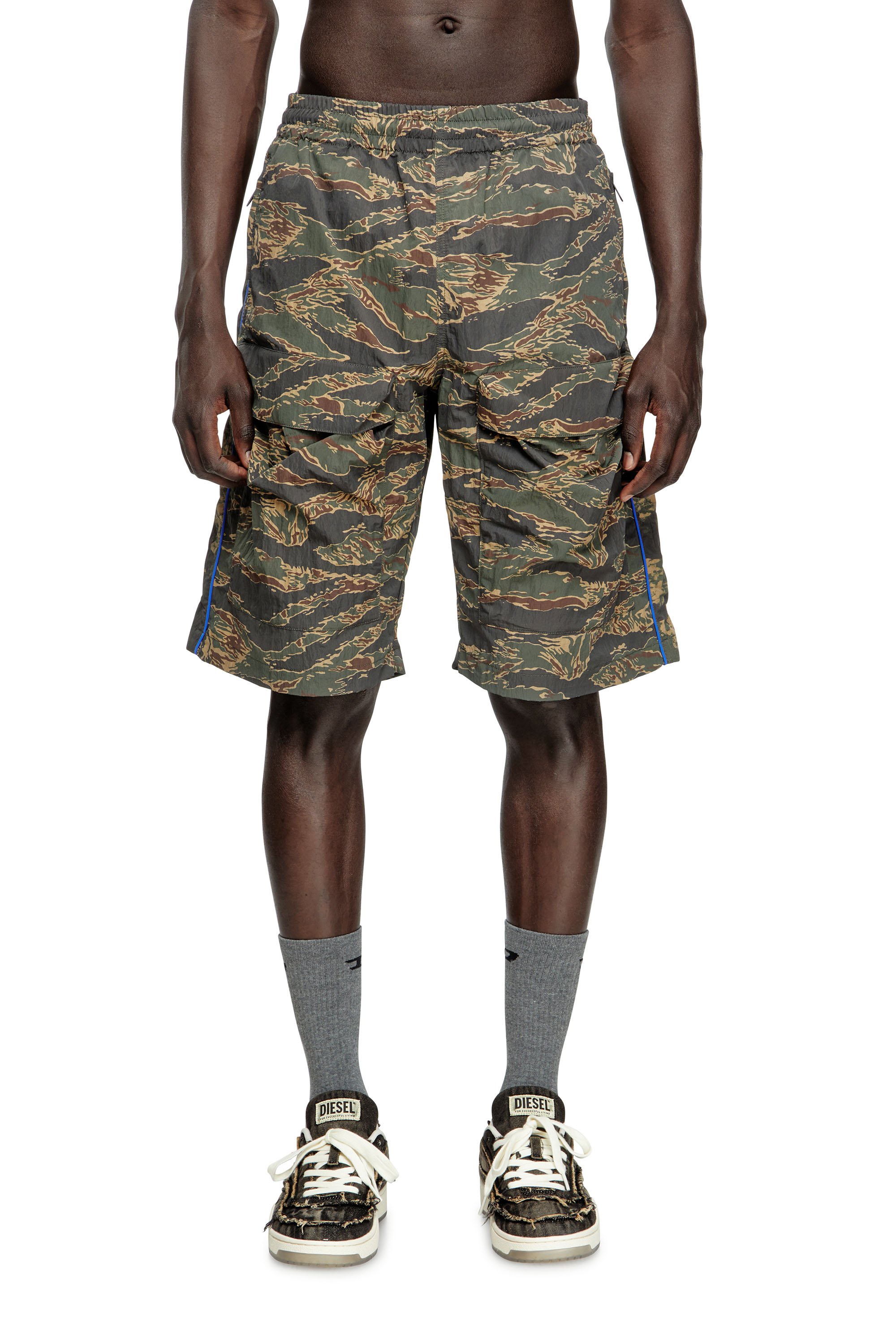 Diesel - P-RAMOS-SHORT-EPBW, Man's Cargo shorts with mixed camo prints in Military Green - 1