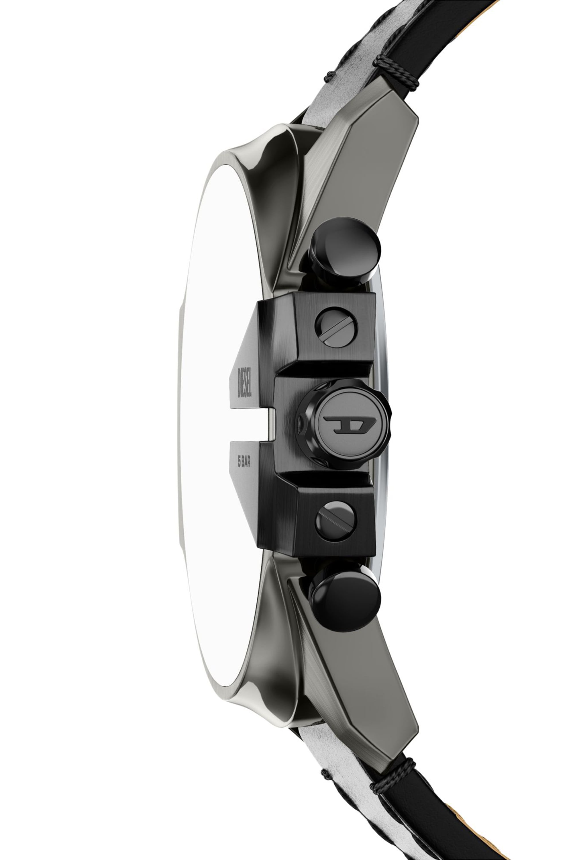 Diesel - DZ4714 WATCH, Man's Mega Chief Slim black leather watch in Black - 3