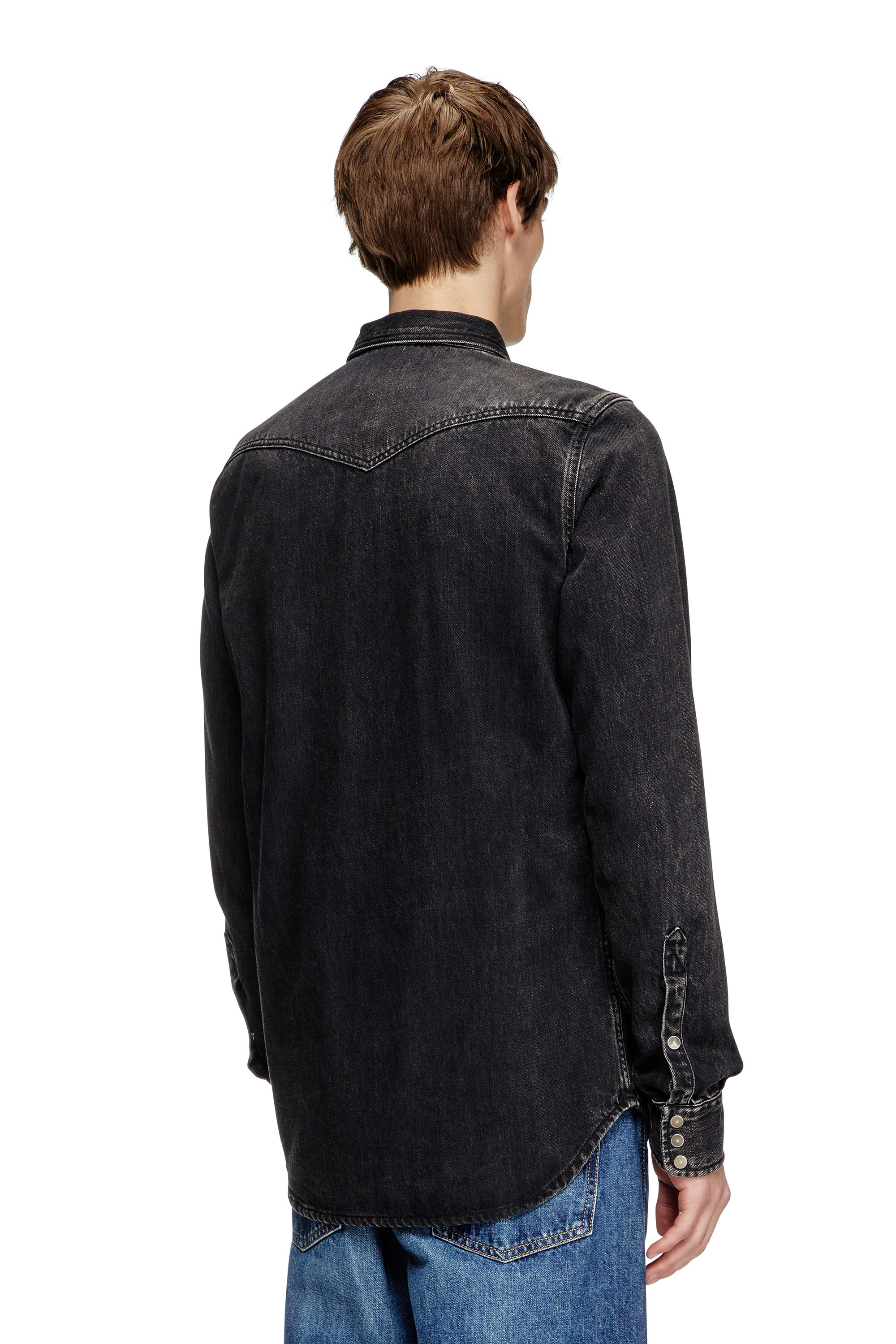 Diesel - D-VEGA, Man's Overshirt in Tencel denim in Black - 4