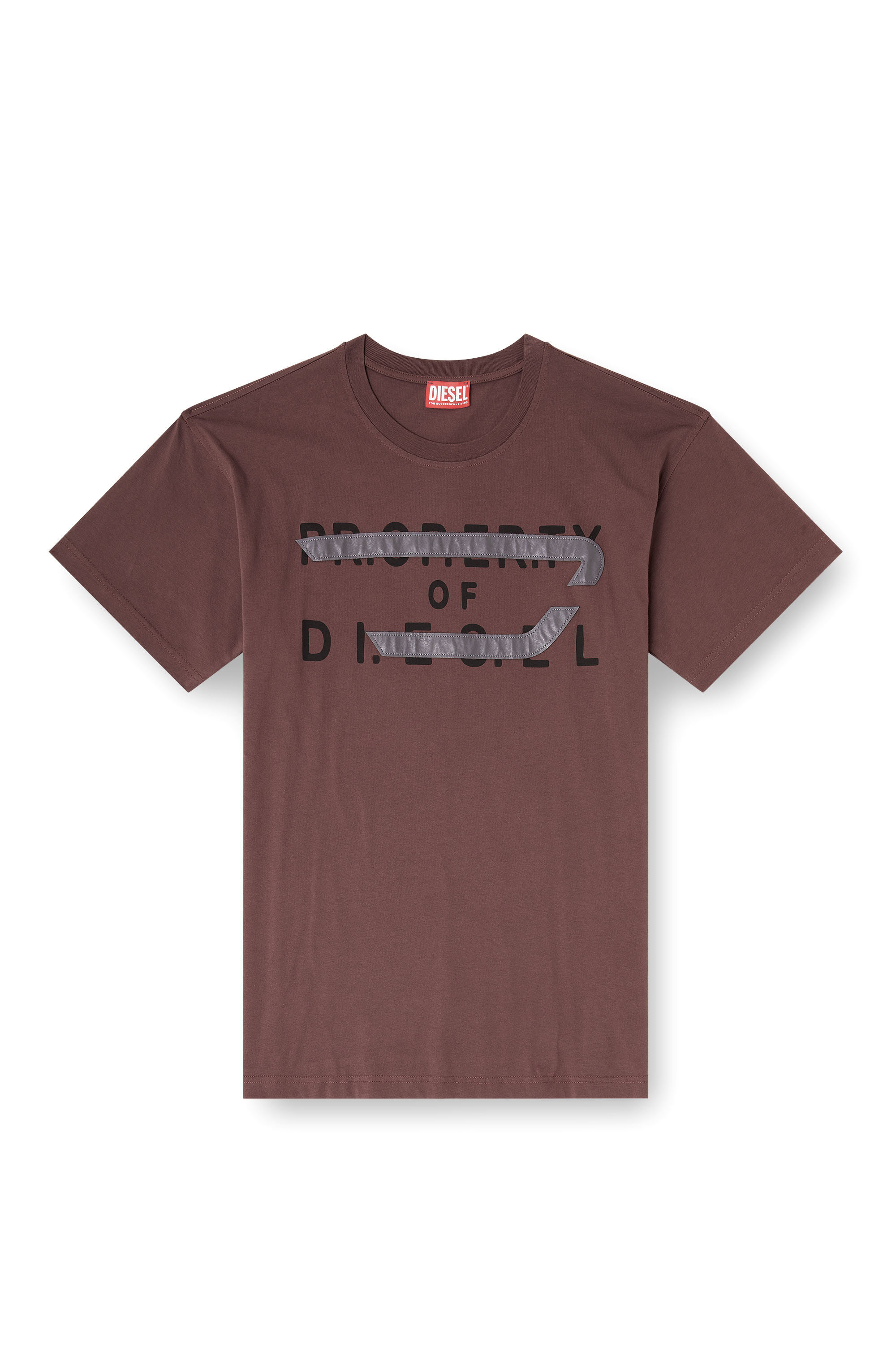 Diesel - T-NORM-V11, Man's Regular T-shirt with D appliqu&eacute; in Brown - 3
