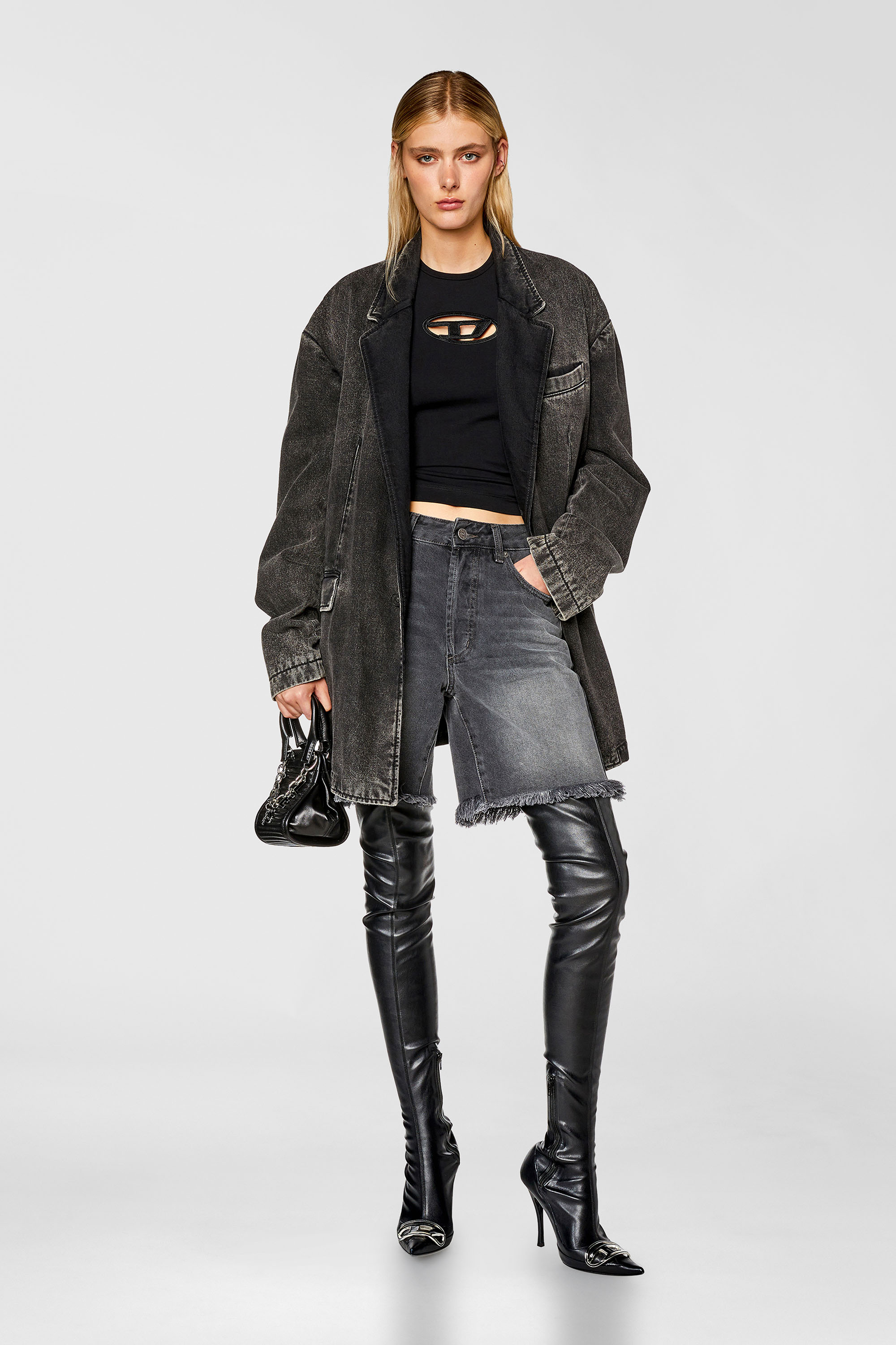 Diesel - T-ANGIE, Woman's T-shirt with Oval D logo in Black - 2