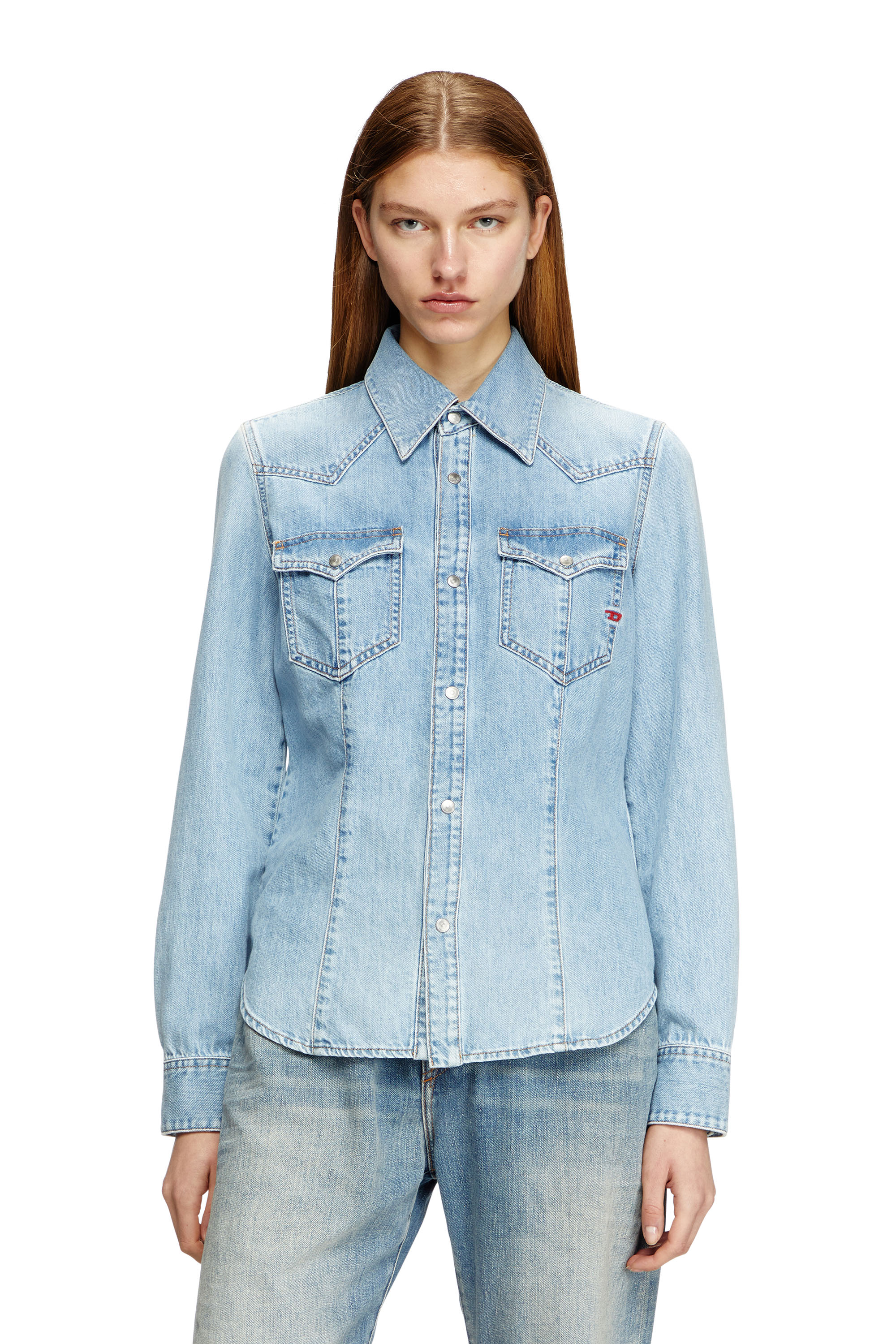 Diesel - DE-WAVES, Woman's Western shirt in denim in Light Blue - 2