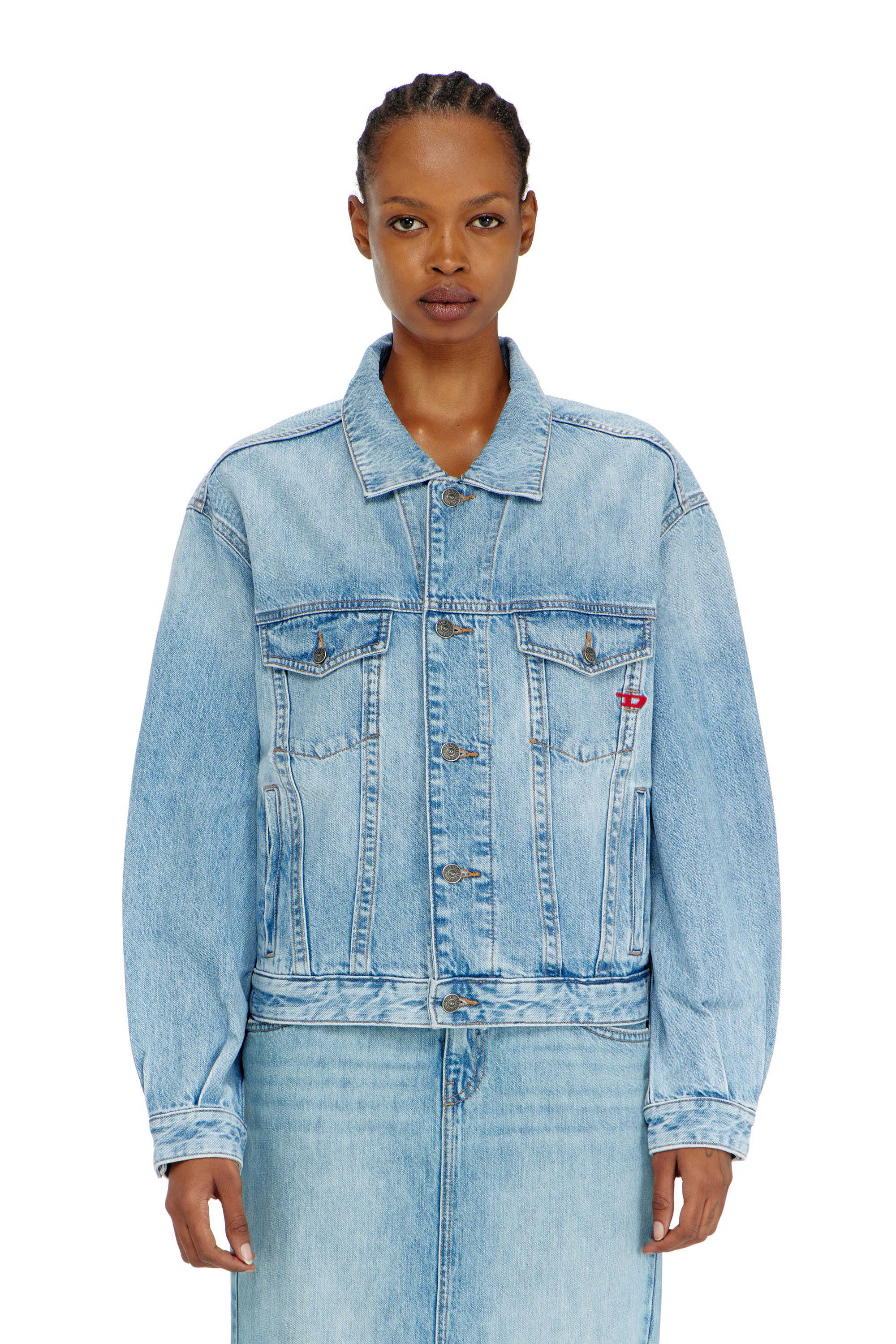 Diesel - D-RANGER, Unisex's Trucker jacket in denim in Light Blue - 6