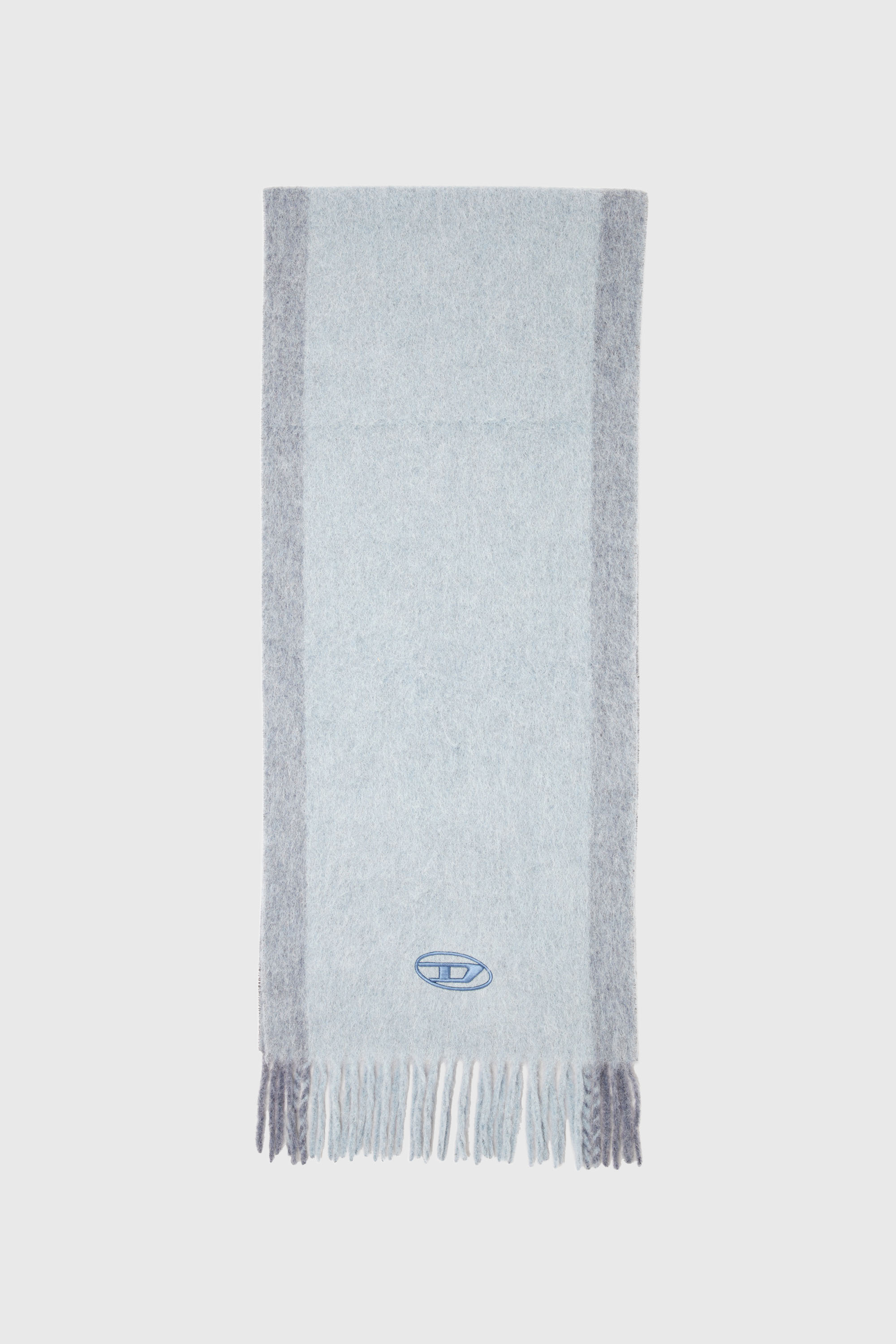 Diesel - S-OLID, Man's Wool-blend scarf with contrast stripes in Light Blue - 1