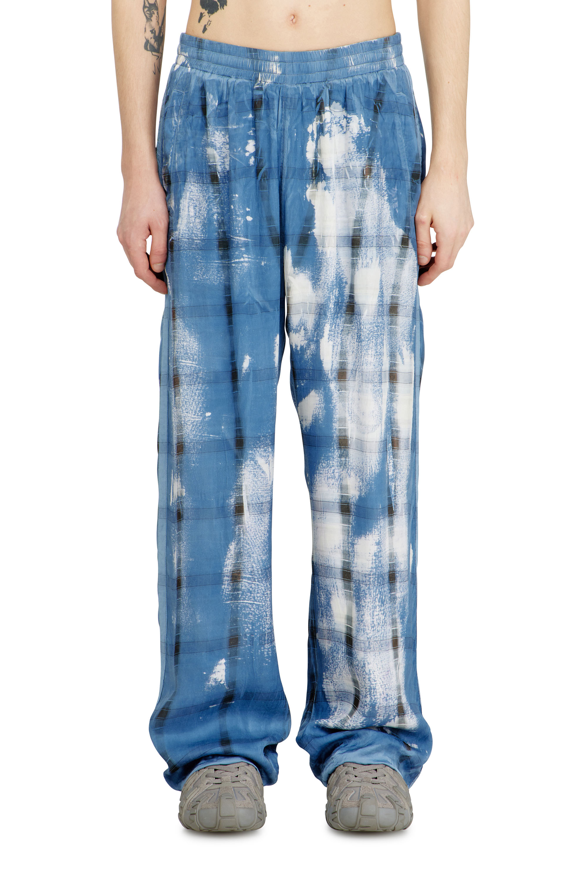 Diesel - P-OLLY, Man's Track pants with check X-ray effect in Blue - 1