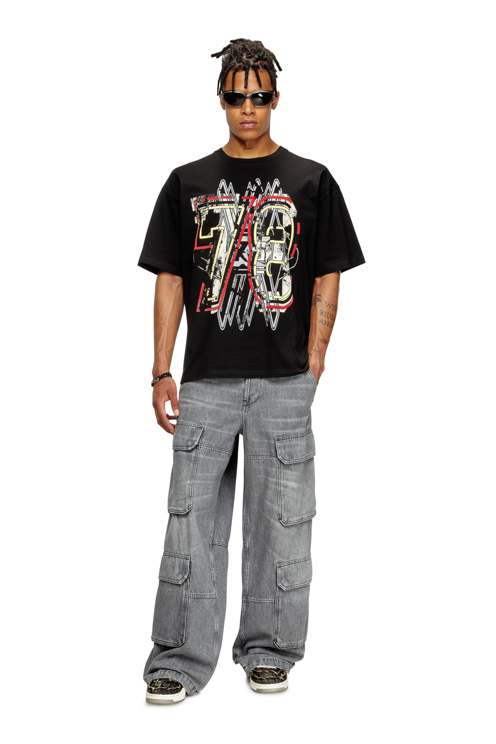 Diesel - T-BOXT-T8, Man's T-shirt with 78 print in Black - 2