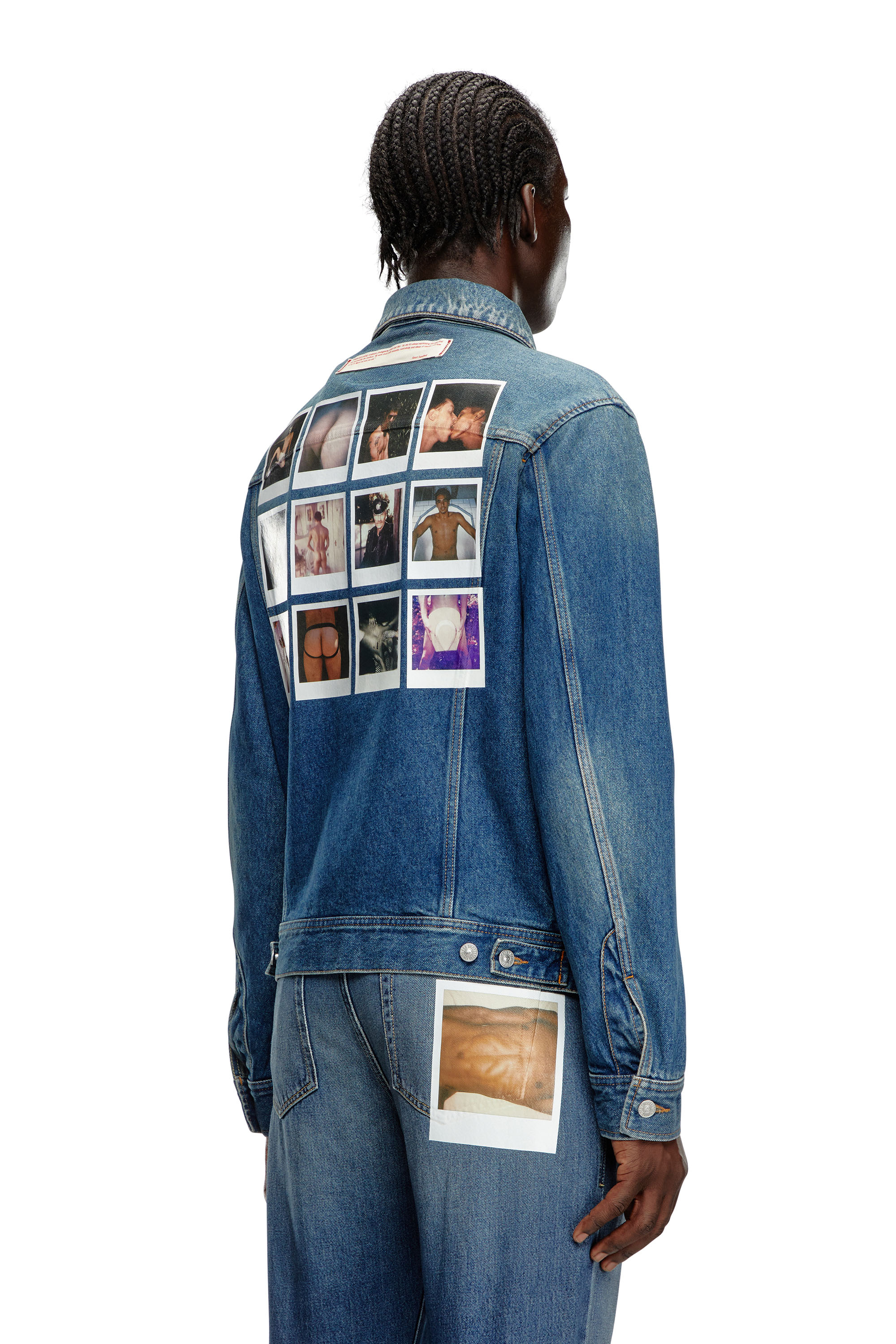 Diesel - PR-D-BARCY, Unisex Trucker jacket with polaroid patches in Blue - Image 2
