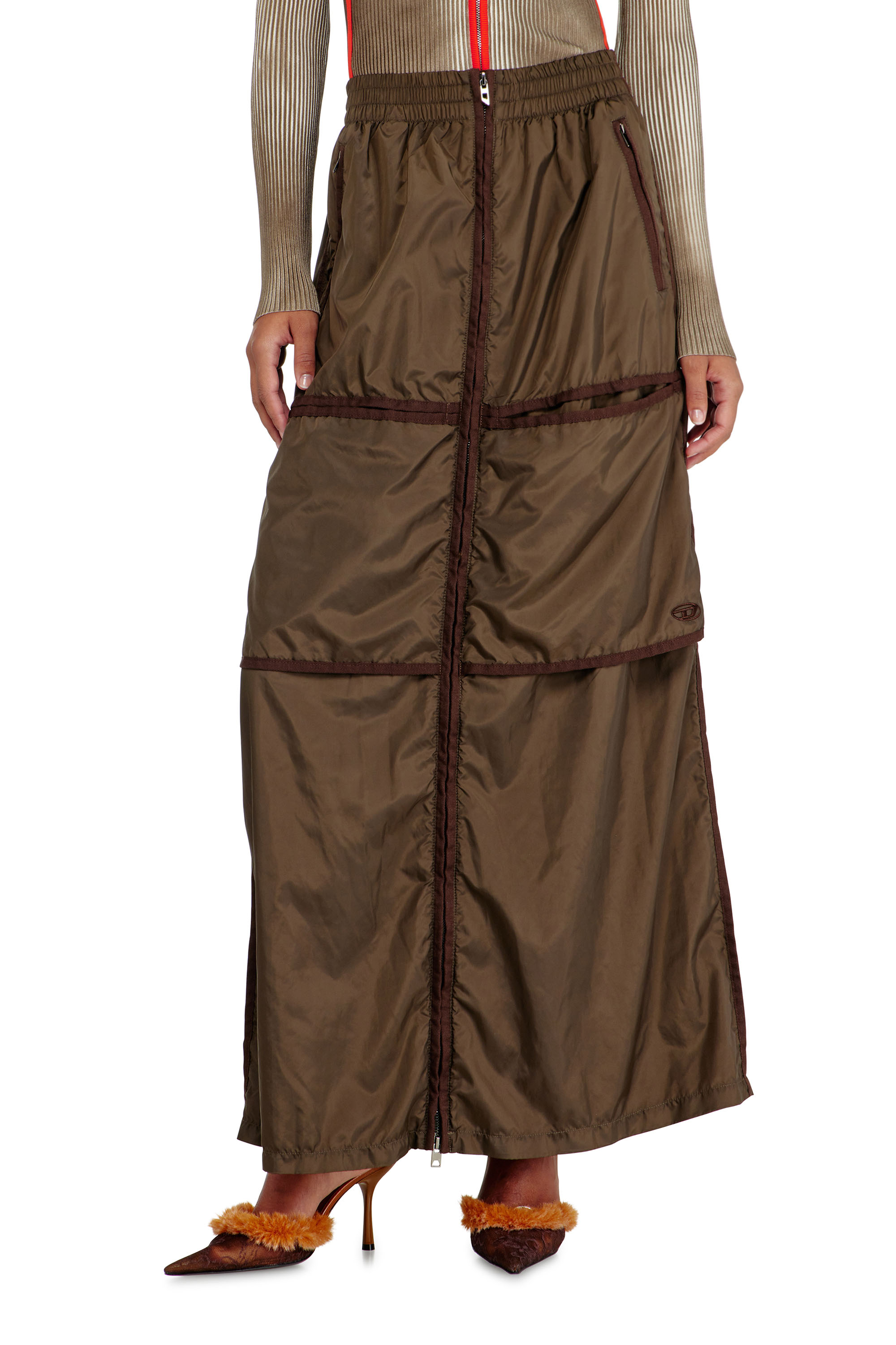 Diesel - O-HYTON, Woman's Windbreaker maxi skirt with front zip in null - 2