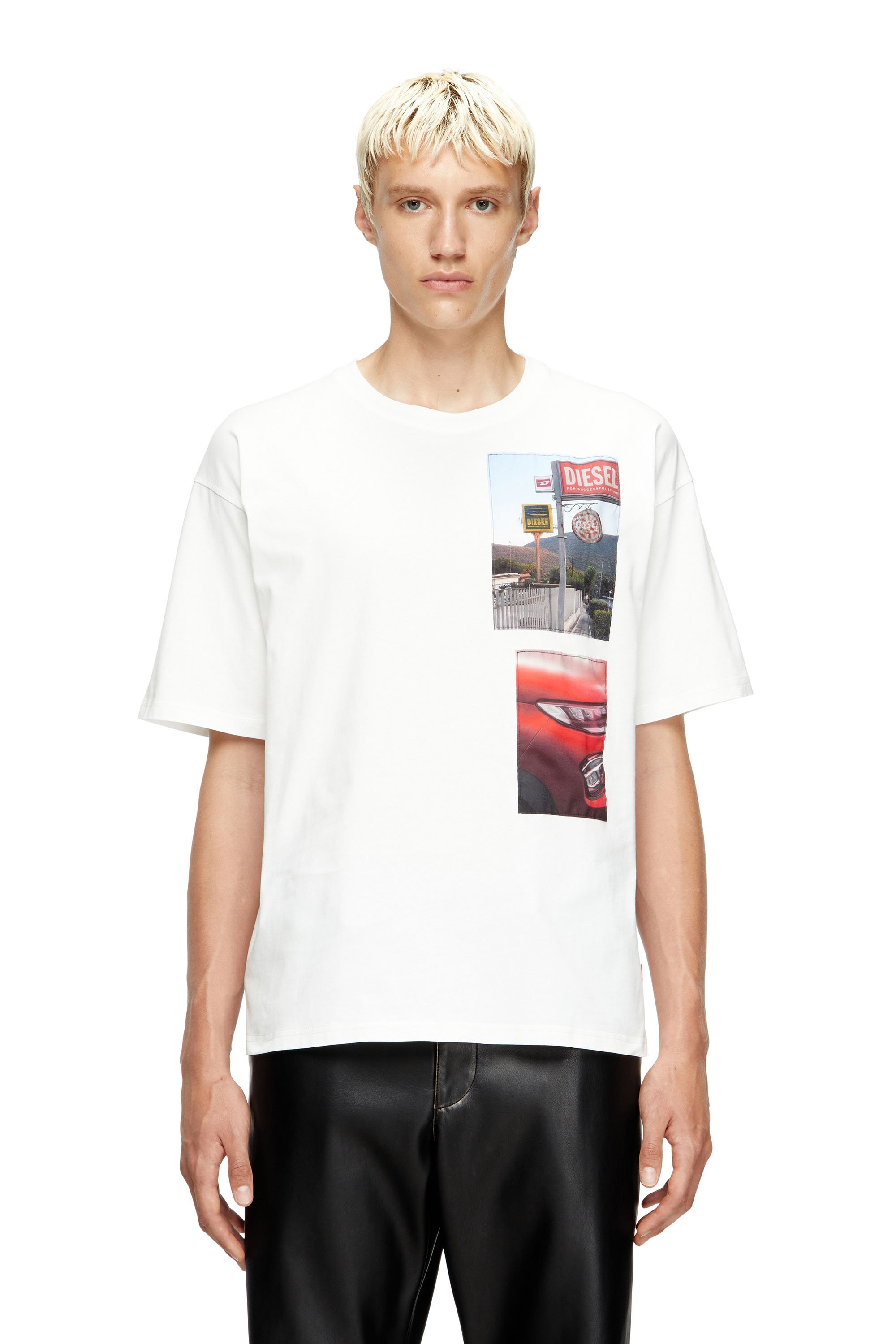 Diesel - T-BOXT-T3, Man's T-shirt with logo photo patches in White - 1