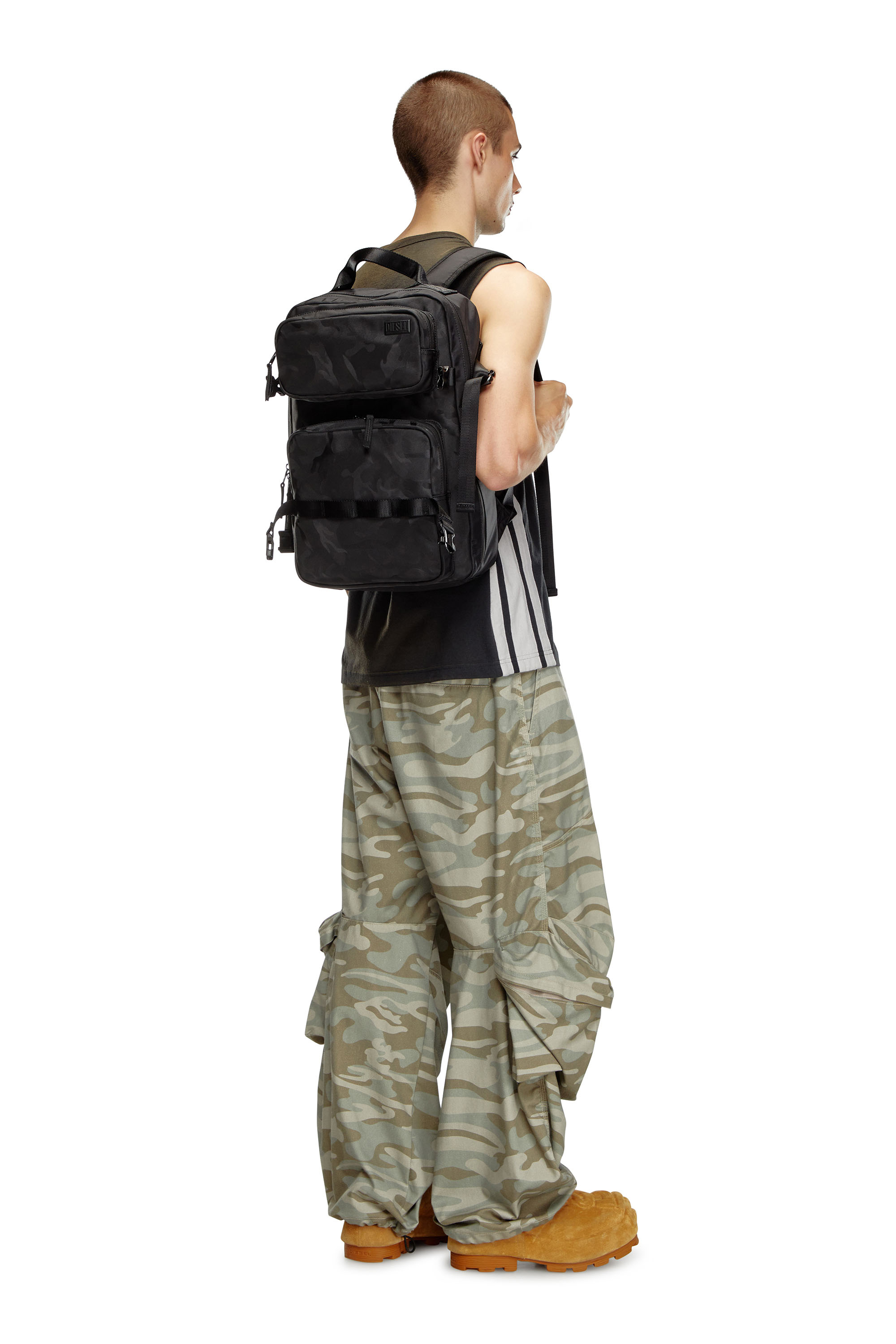 Diesel - DSRT BACKPACK, Man Dsrt-Utility backpack in printed nylon in Black - Image 6