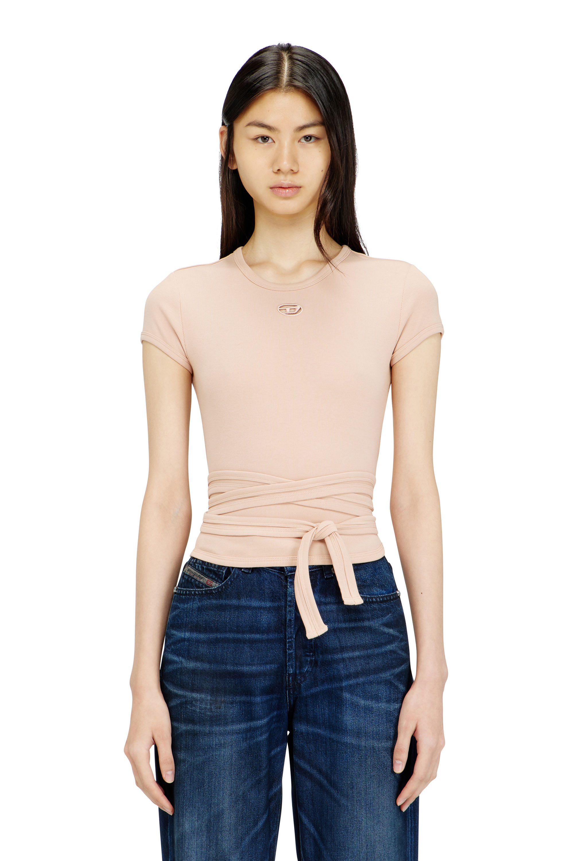 Diesel - T-BUNNY-TAIL-S1, Woman's Ribbed top with wrap-around laces in null - 1