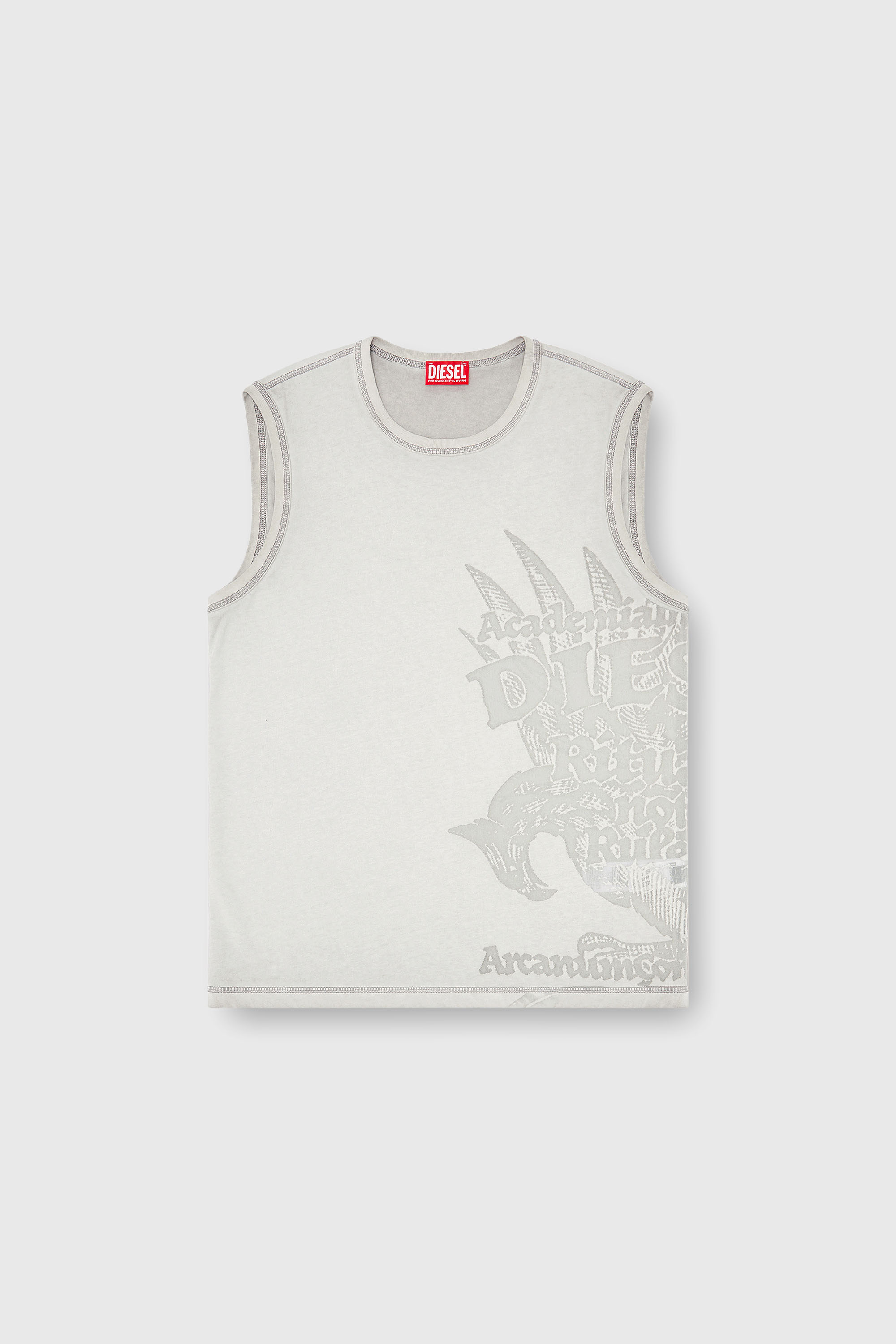 Diesel - T-RAWBISCO, Man's Sleeveless jersey top with embossed graphics in Light Grey - 2