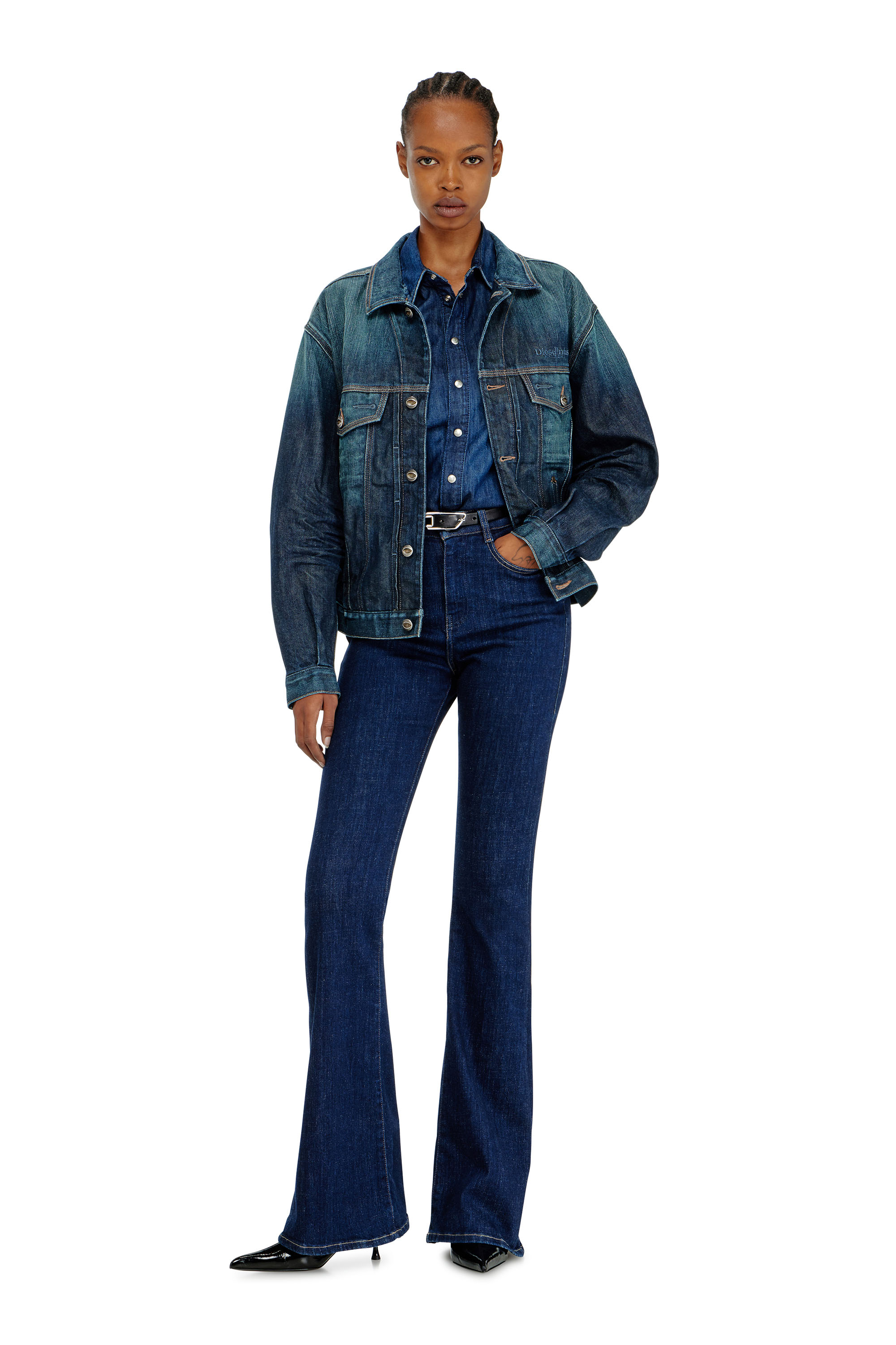 Diesel - D-DENVER-CL, Unisex's Trucker jacket in selvedge denim in Dark Blue - 2