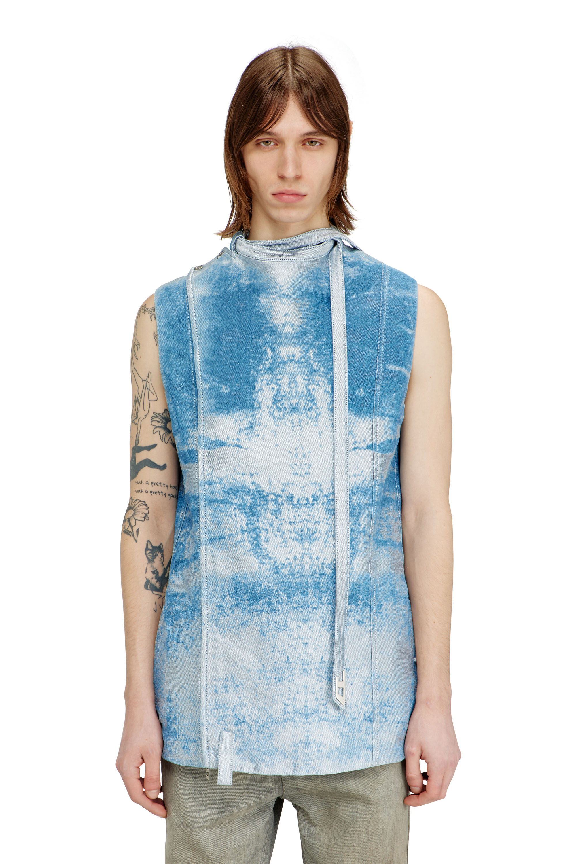Diesel - D-LORMIL-FSI, Man's Sleeveless vest in coloured satin denim in null - 3
