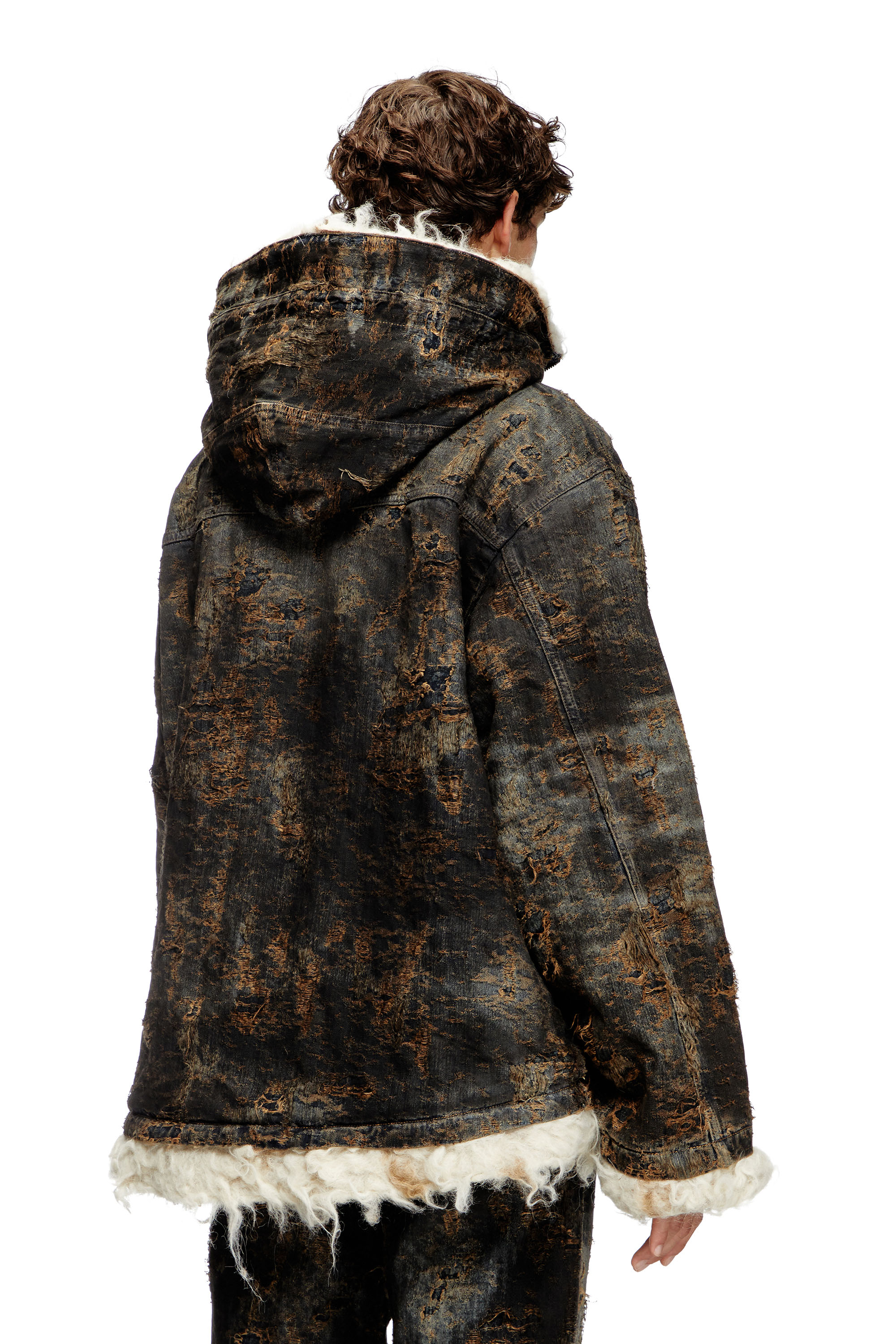 Diesel - D-ARAK-FSF, Unisex's Anorak in coated jacquard denim in Black/Dark grey - 2