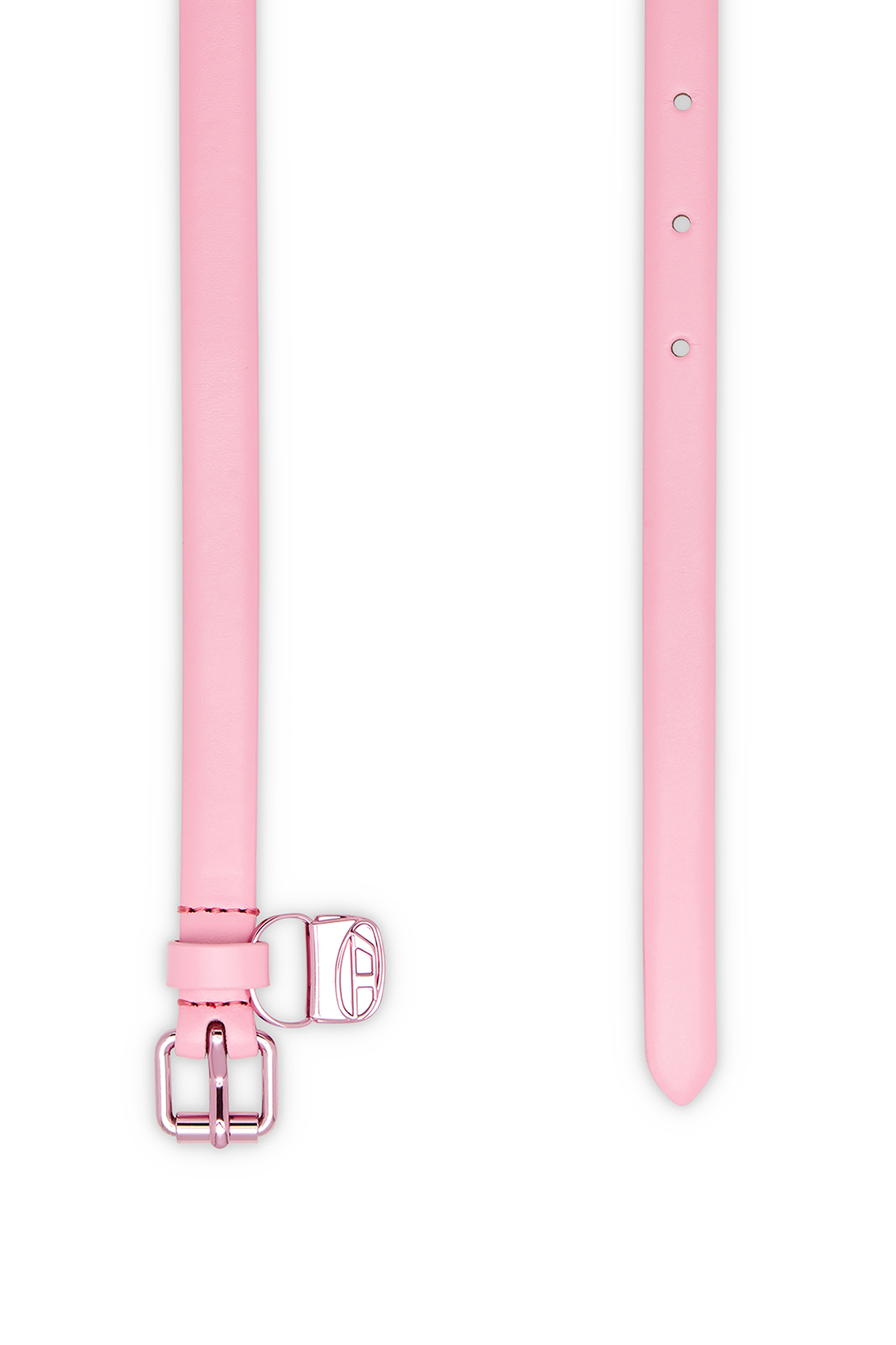 Diesel - B-CHARM HIP, Woman's 1.4cm Slim leather belt with 1DR bag charm in Pink - 2
