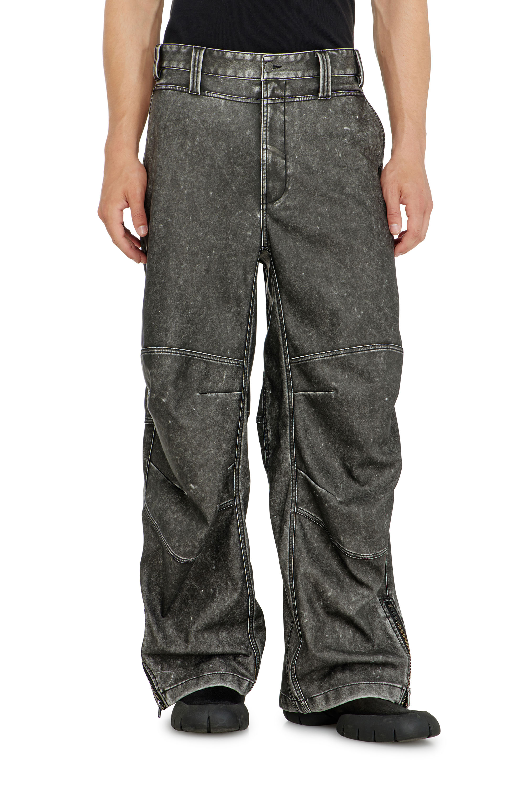 Diesel - P-DELLY-NJCJ, Man's Pants in distressed-effect bonded material in null - 2