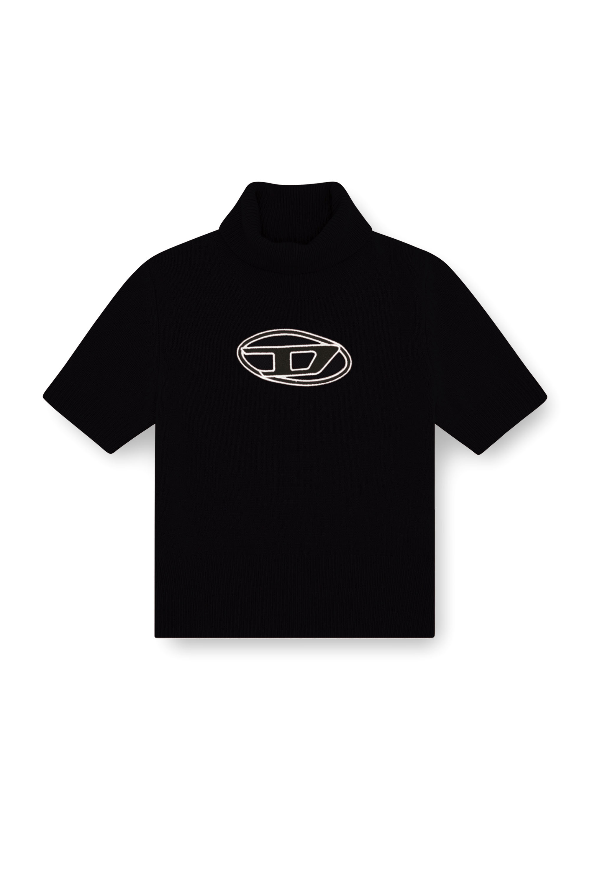 Diesel - M-ARGARET, Woman Short-sleeve jumper with cut-out logo in Black - Image 3