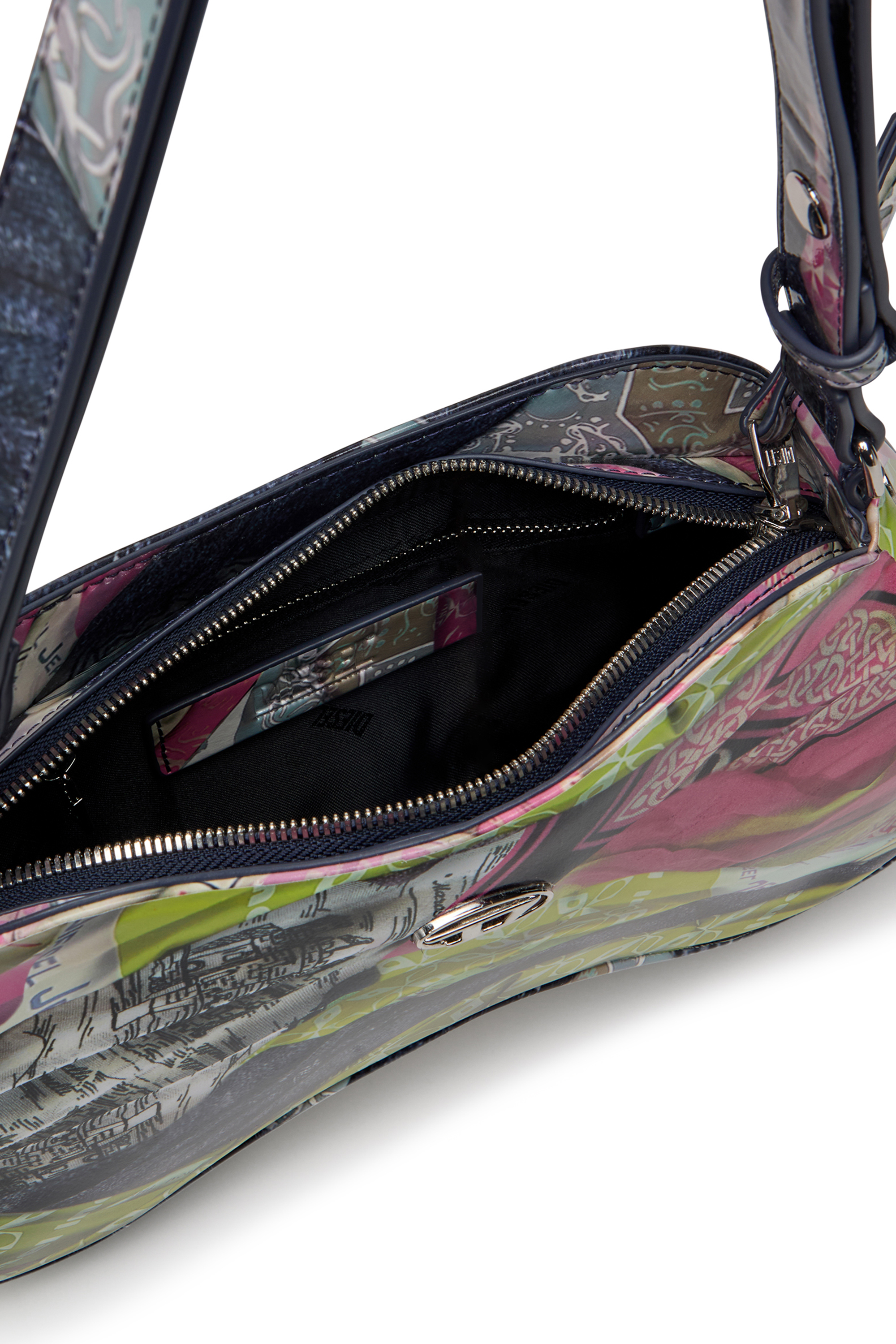 Diesel - PLAY SHOULDER, Woman's Play-Glossy shoulder bag with print in Pink/Yellow - 6