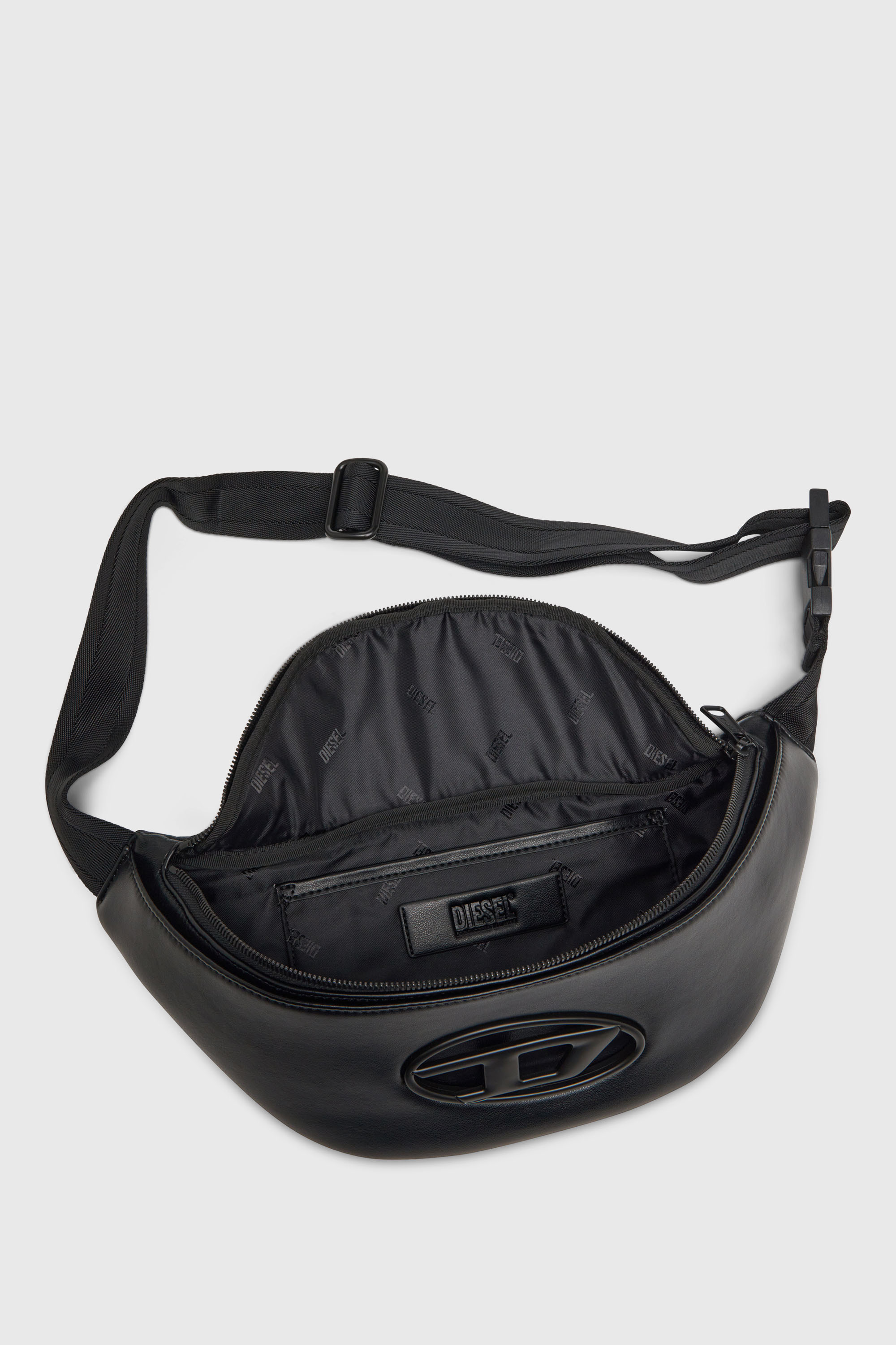 Diesel - HOLI-D BELT BAG M, Man's Holi-D-Belt bag in PU and neoprene in Black - 4
