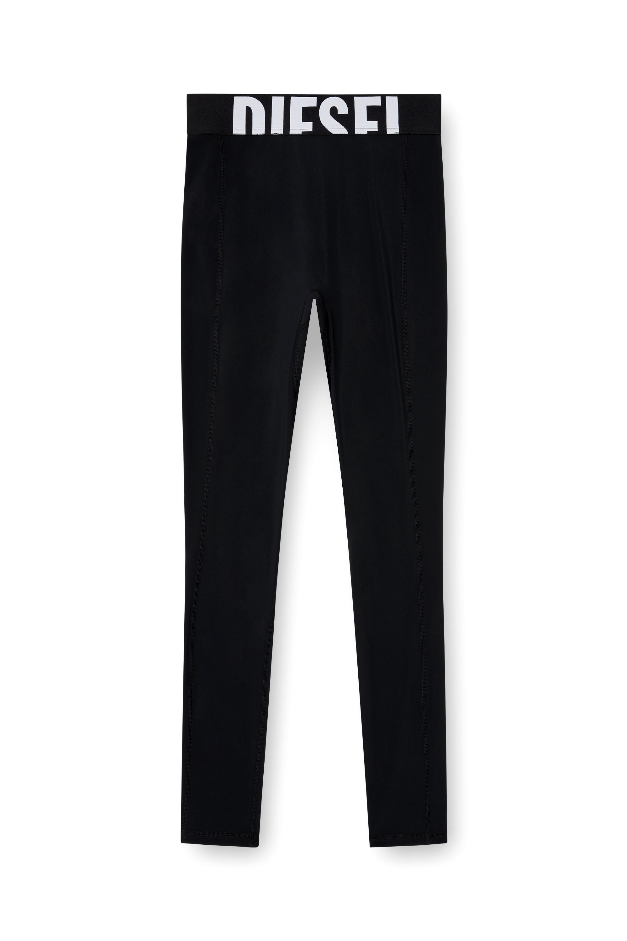 Diesel - ADELINE-D-POP, Woman's Microfibre leggings with cut-off logo in Black - 2