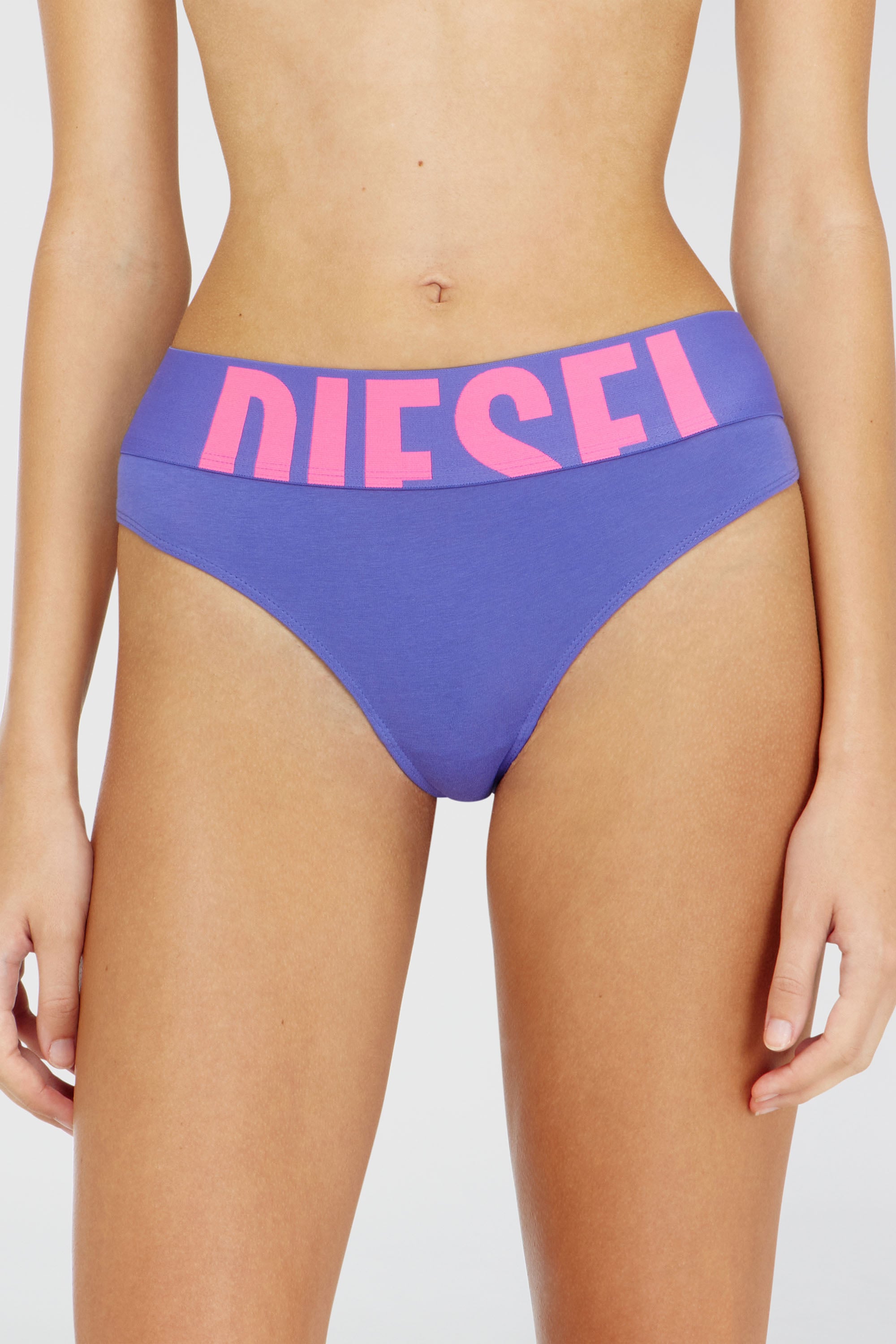Diesel - UFST-STARS-THREEPACK, Woman's Three-pack thongs with cut-off logo in Violet/Blue - 2